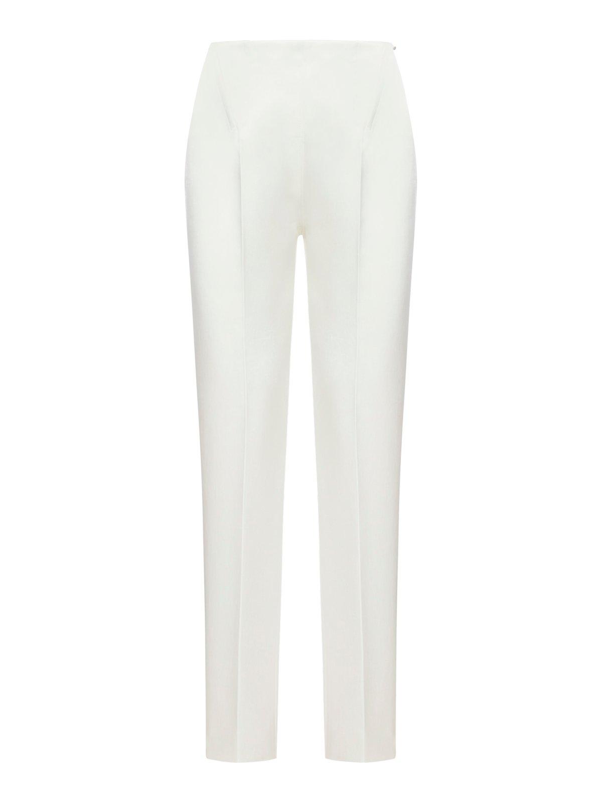 Shop Sportmax High Waist Straight Leg Pants In White