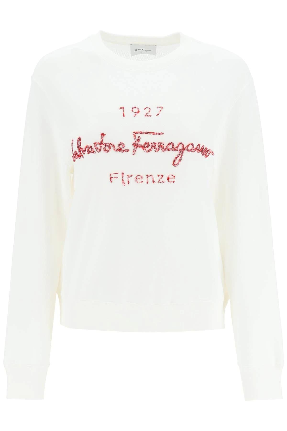 Salvatore Ferragamo 1927 Logo Embroidery Crew-neck Sweatshirt