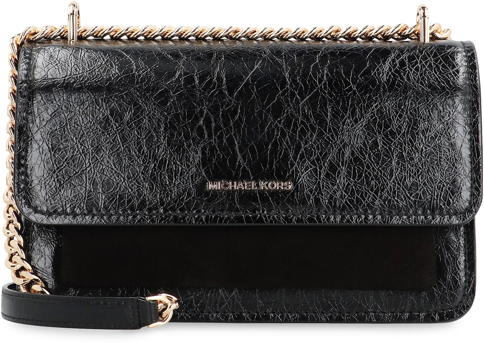 Shop Michael Michael Kors Claire Leather Shoulder Bag In Black