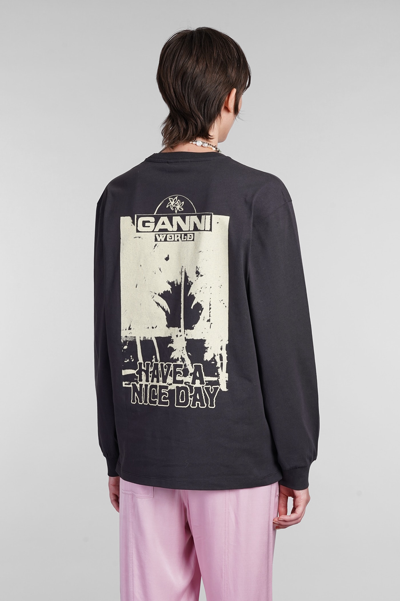 Shop Ganni T-shirt In Black Cotton