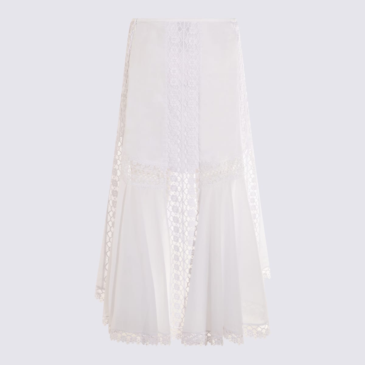 Charo Ruiz White Cotton Midi Skirt