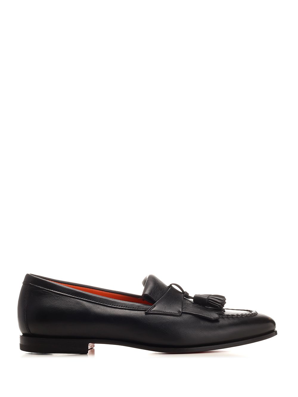 Shop Santoni Black Penny Loafer