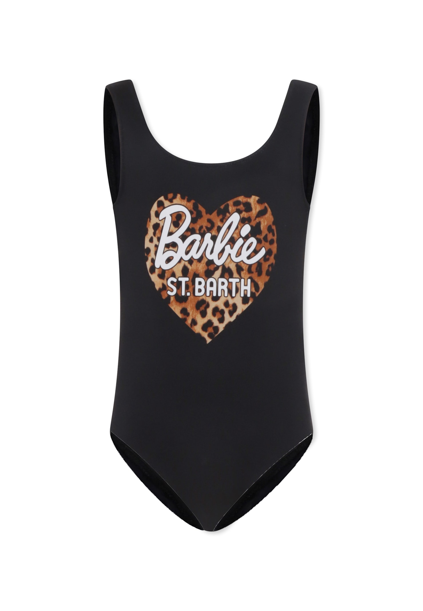 Mc2 Saint Barth Black Swimsuit For Girl With Heart In Black