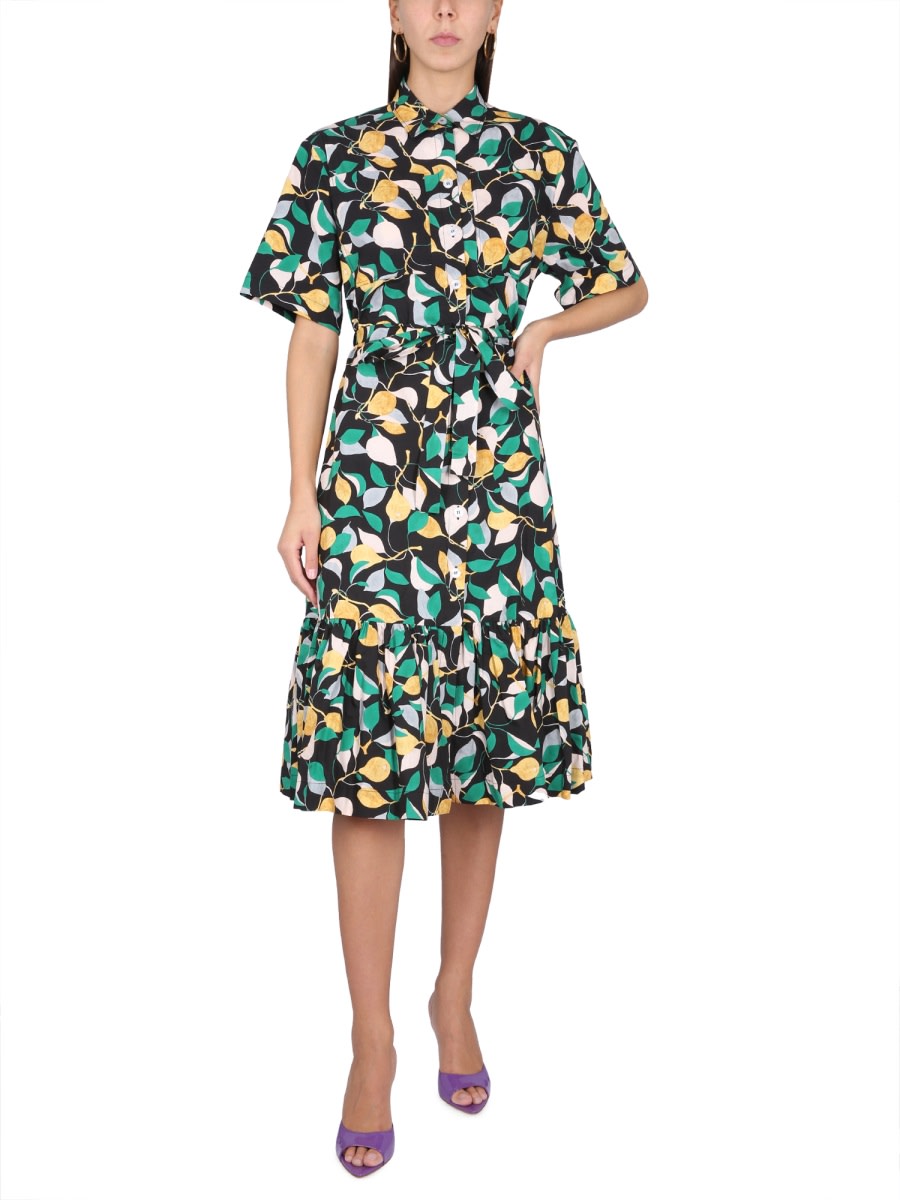 La Doublej La Double J Shirt Dress With Belt In Multicolour