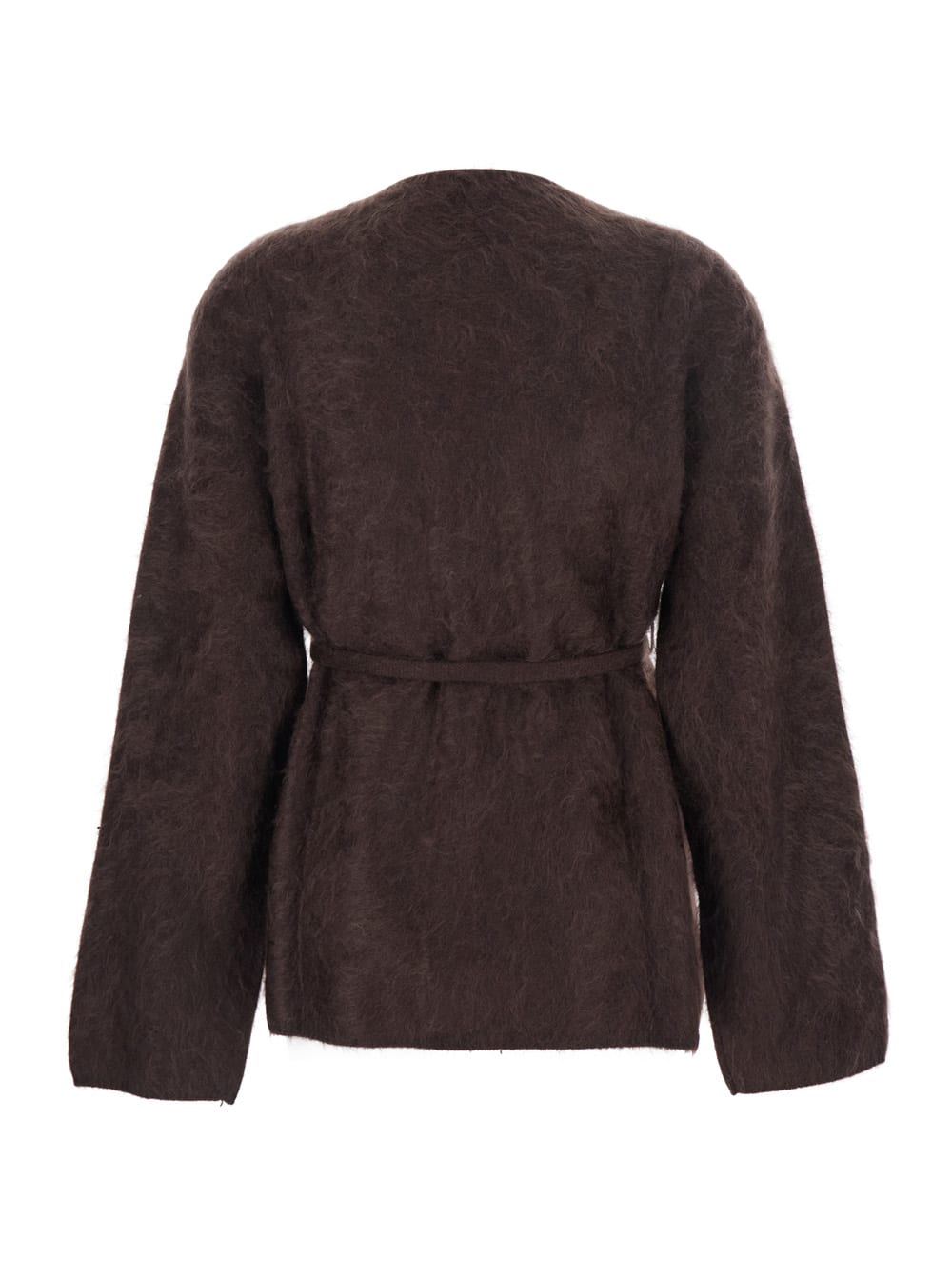 Goat Brown Cardigan With V Neck And Front Belt Closure In Cashmere Woman In Brown
