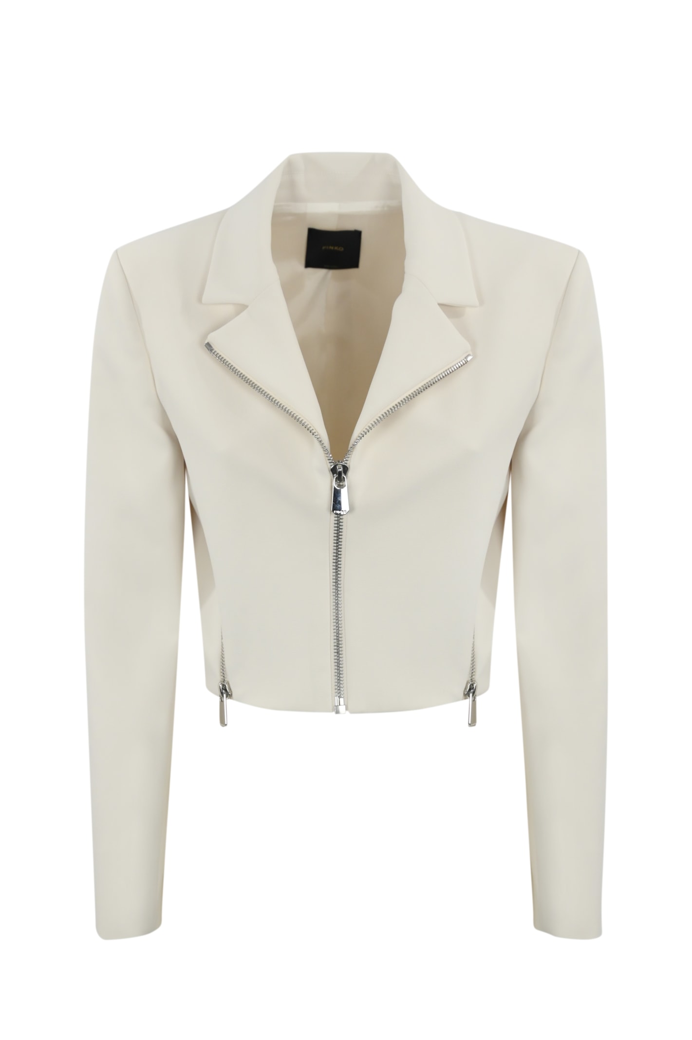 Shop Pinko Frejus Short Crepe Jacket In Bianco