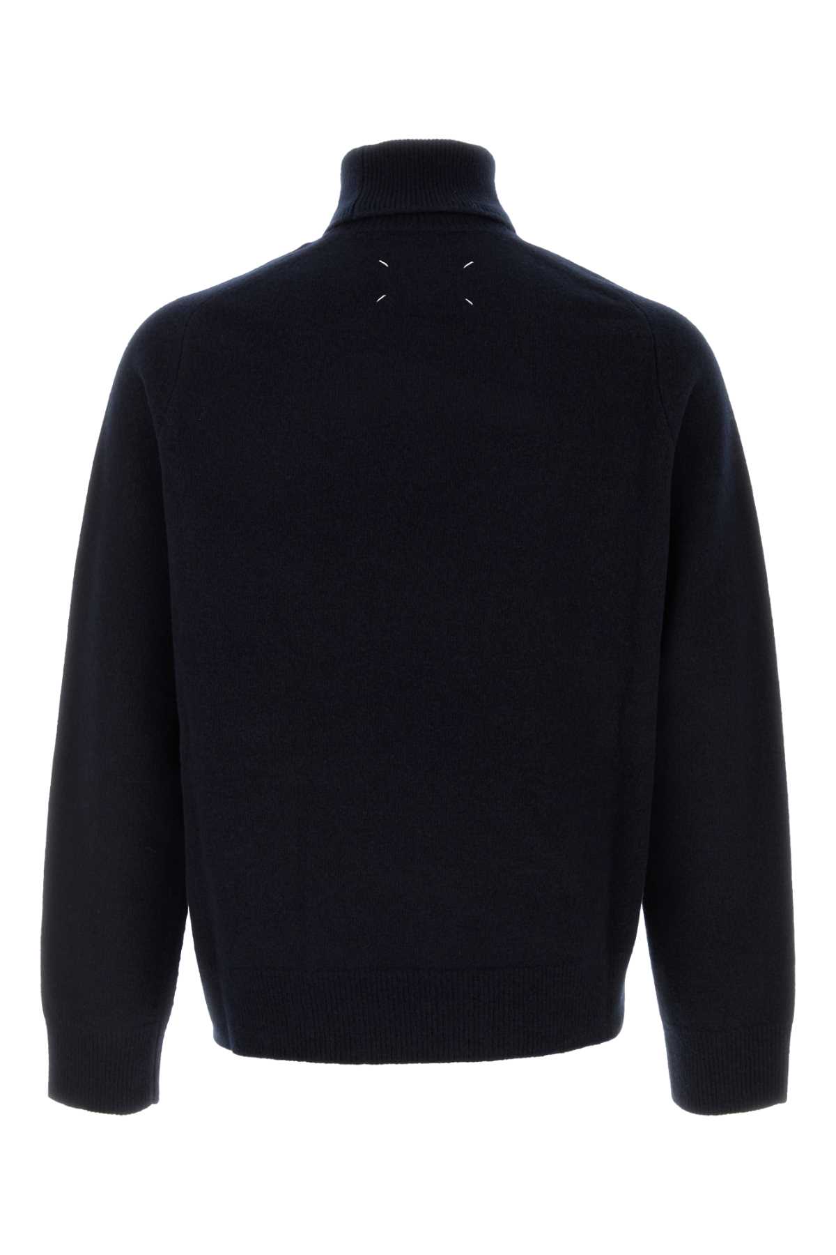 Shop Maison Margiela Midnight Blue Wool Sweater In Navy