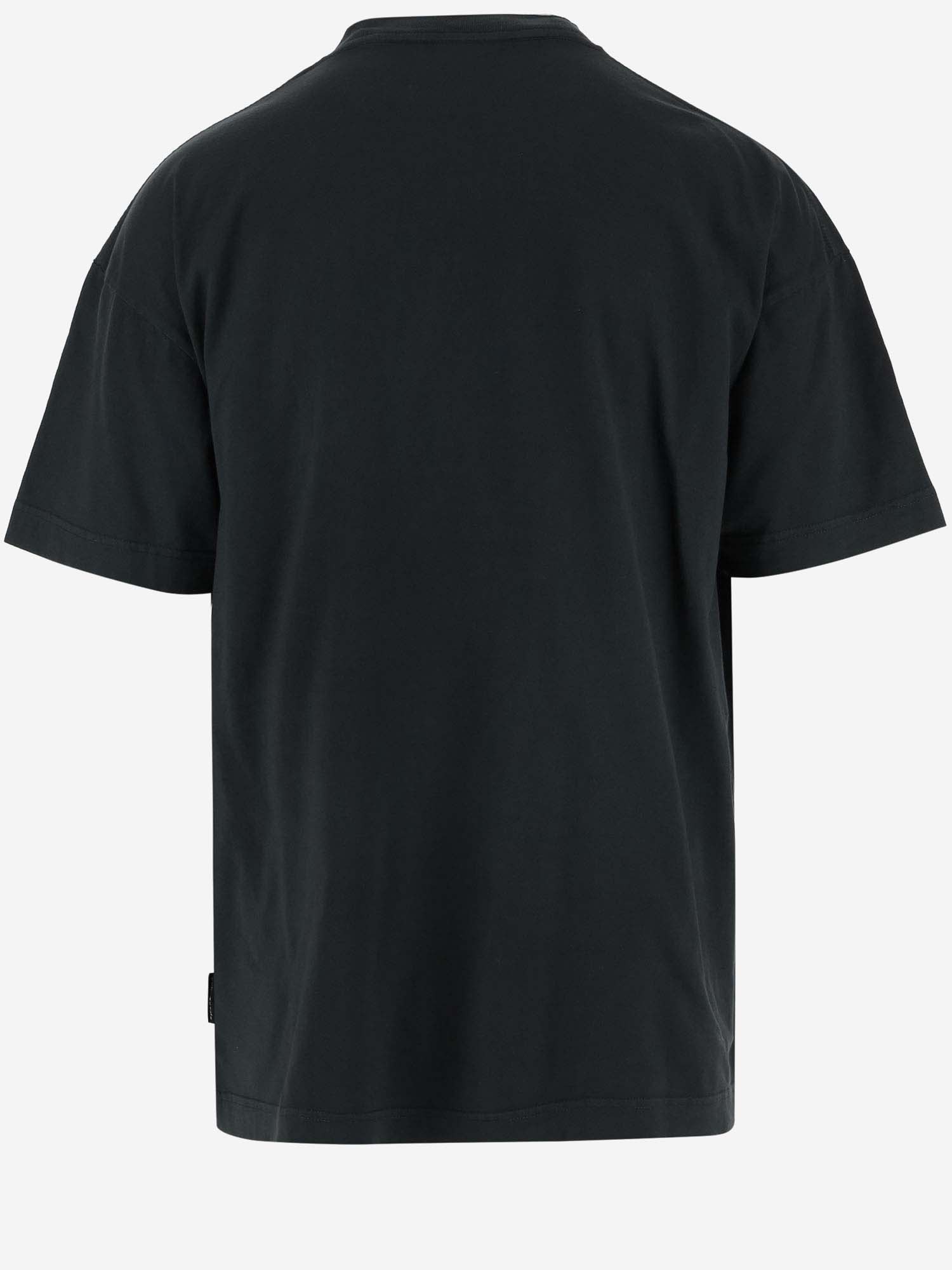 Shop Palm Angels Cotton T-shirt With Logo In Dark/grey/white