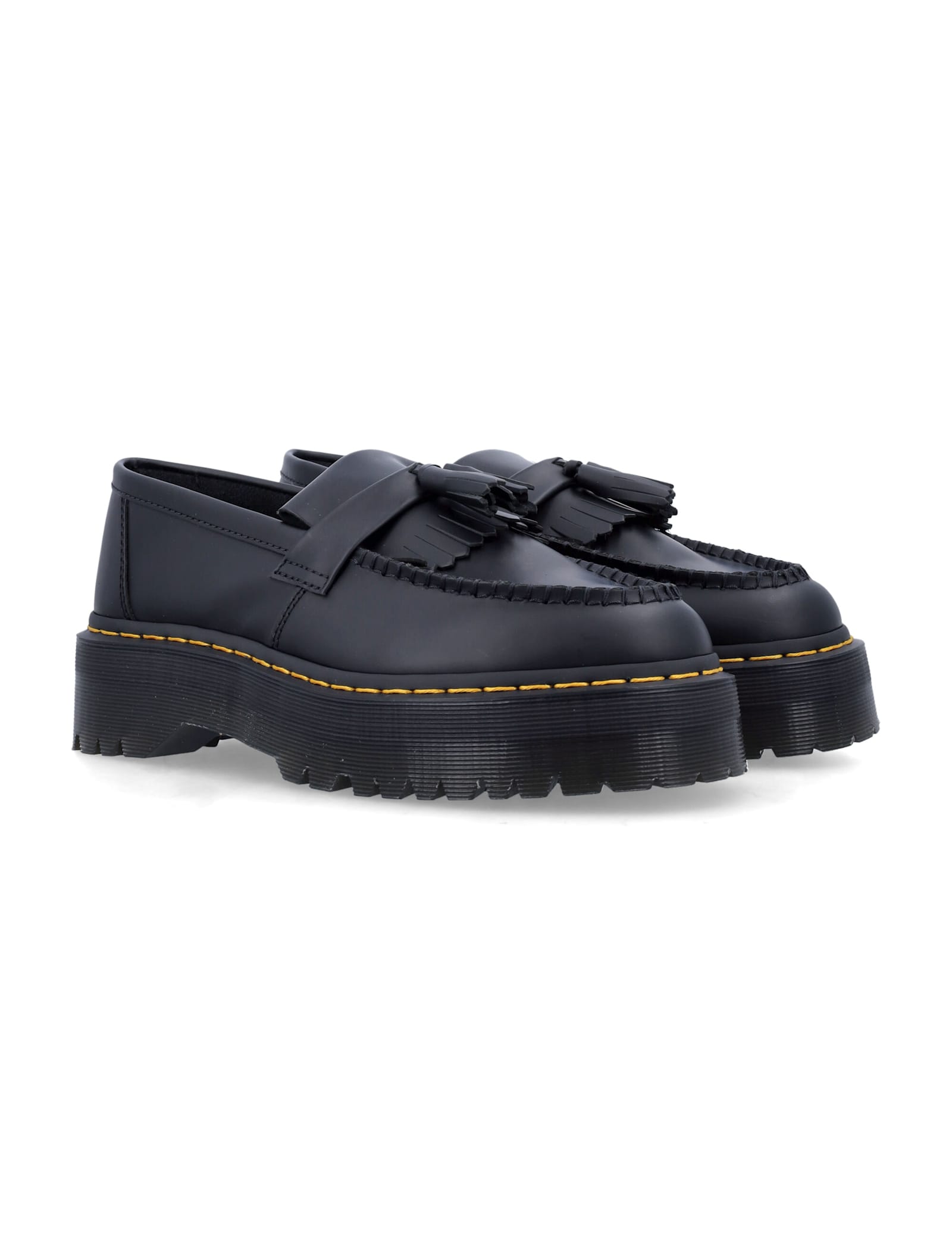 Shop Dr. Martens' Adrian Quad Platform Tassle Loafers In Black