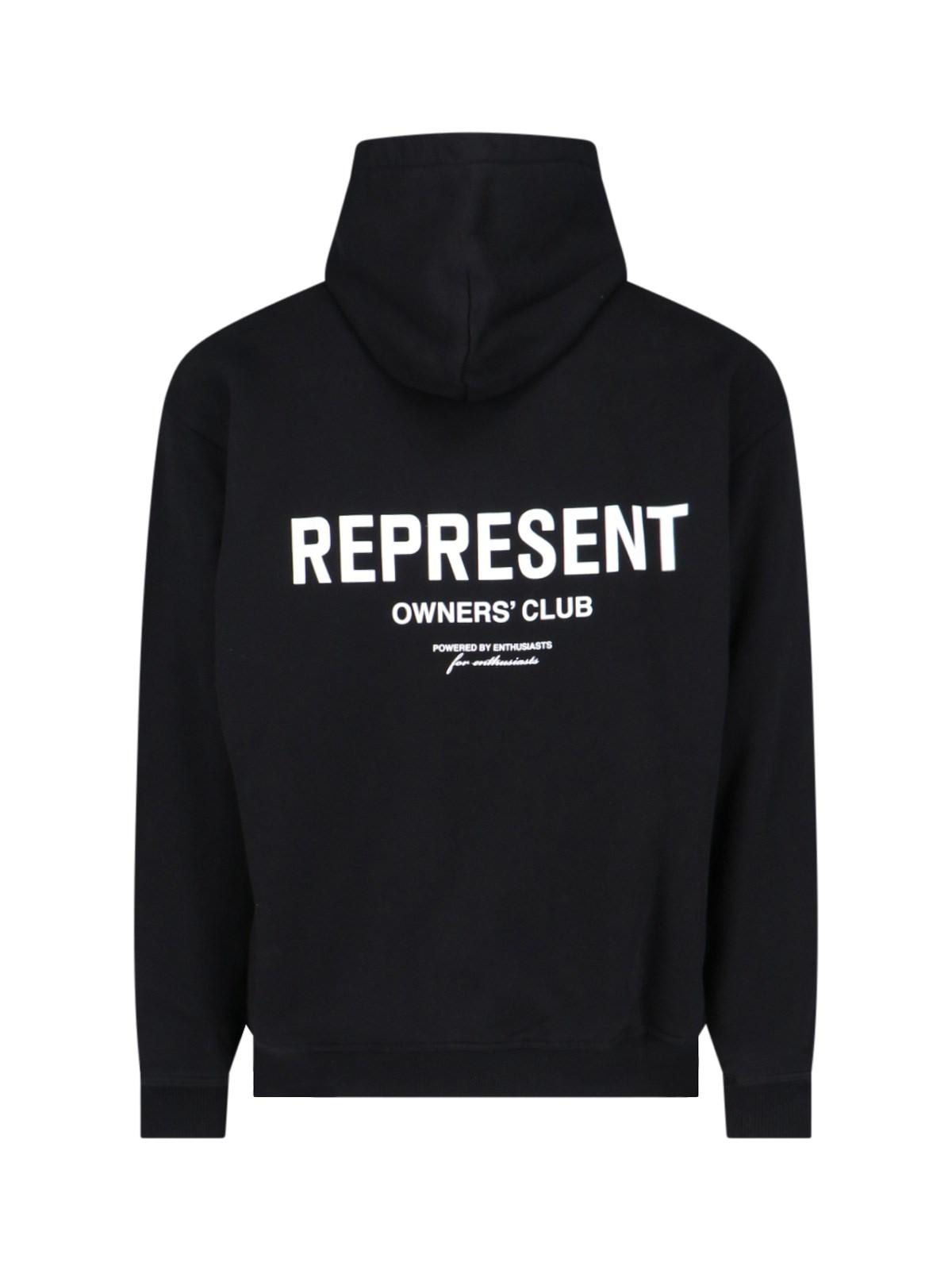 Shop Represent Logo Hoodie In Black