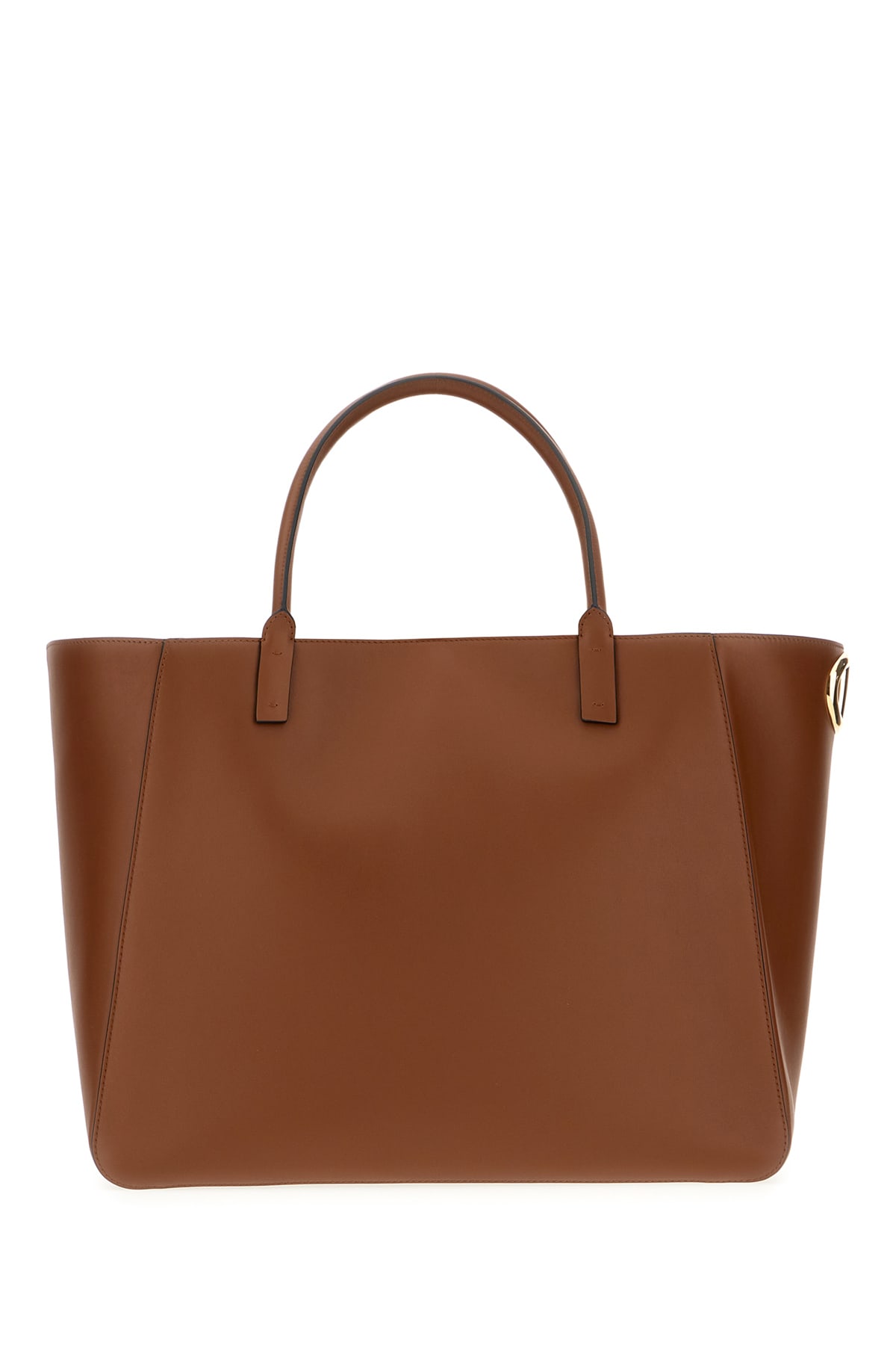 Shop Valentino Brown Leather Shopping Bag In Tobacco