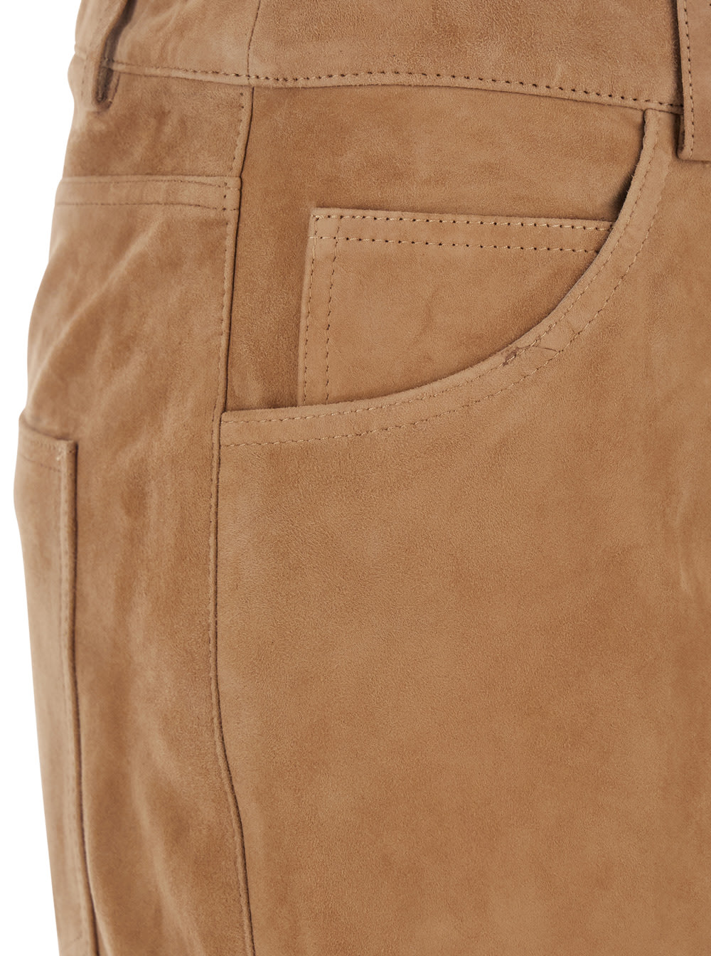 Arma Michela Beige Trousers With Belt Loop In Suede Woman In Brown