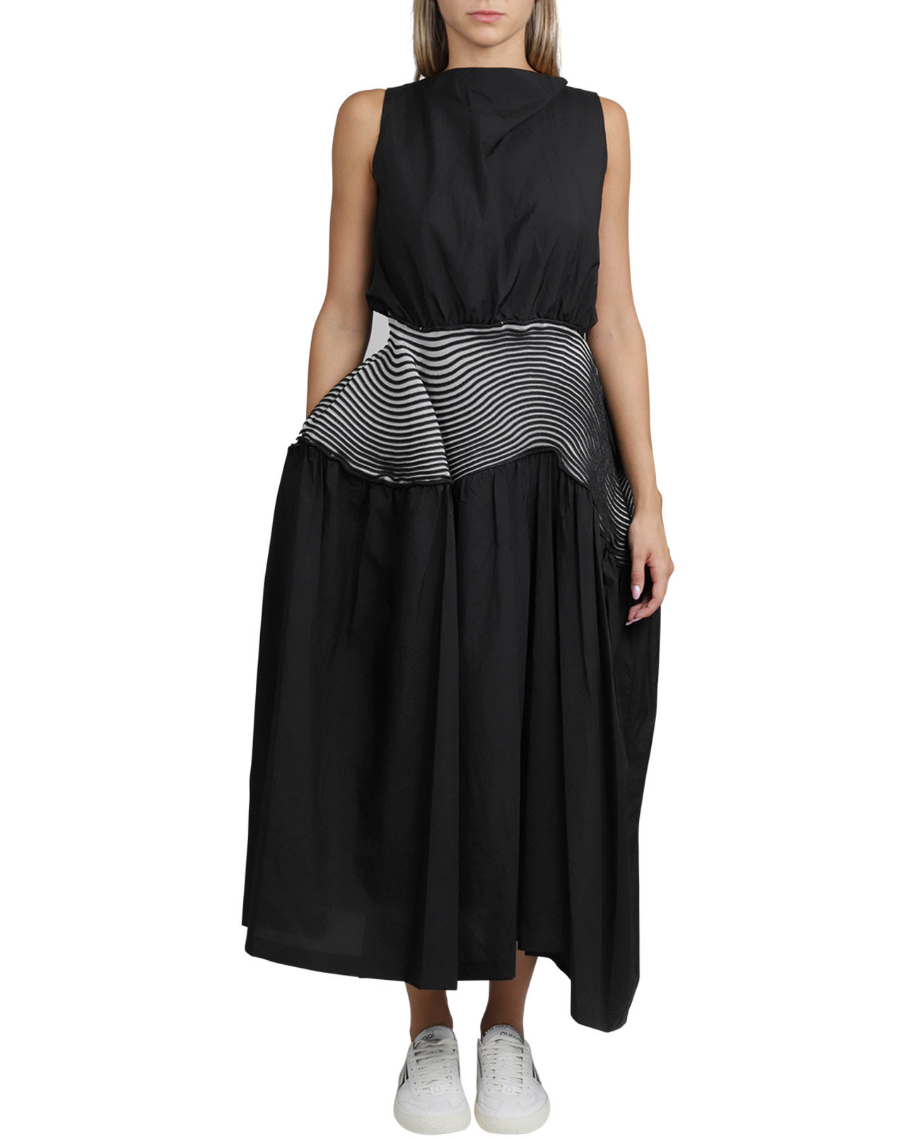 Issey Miyake Winding Solid Black Dress