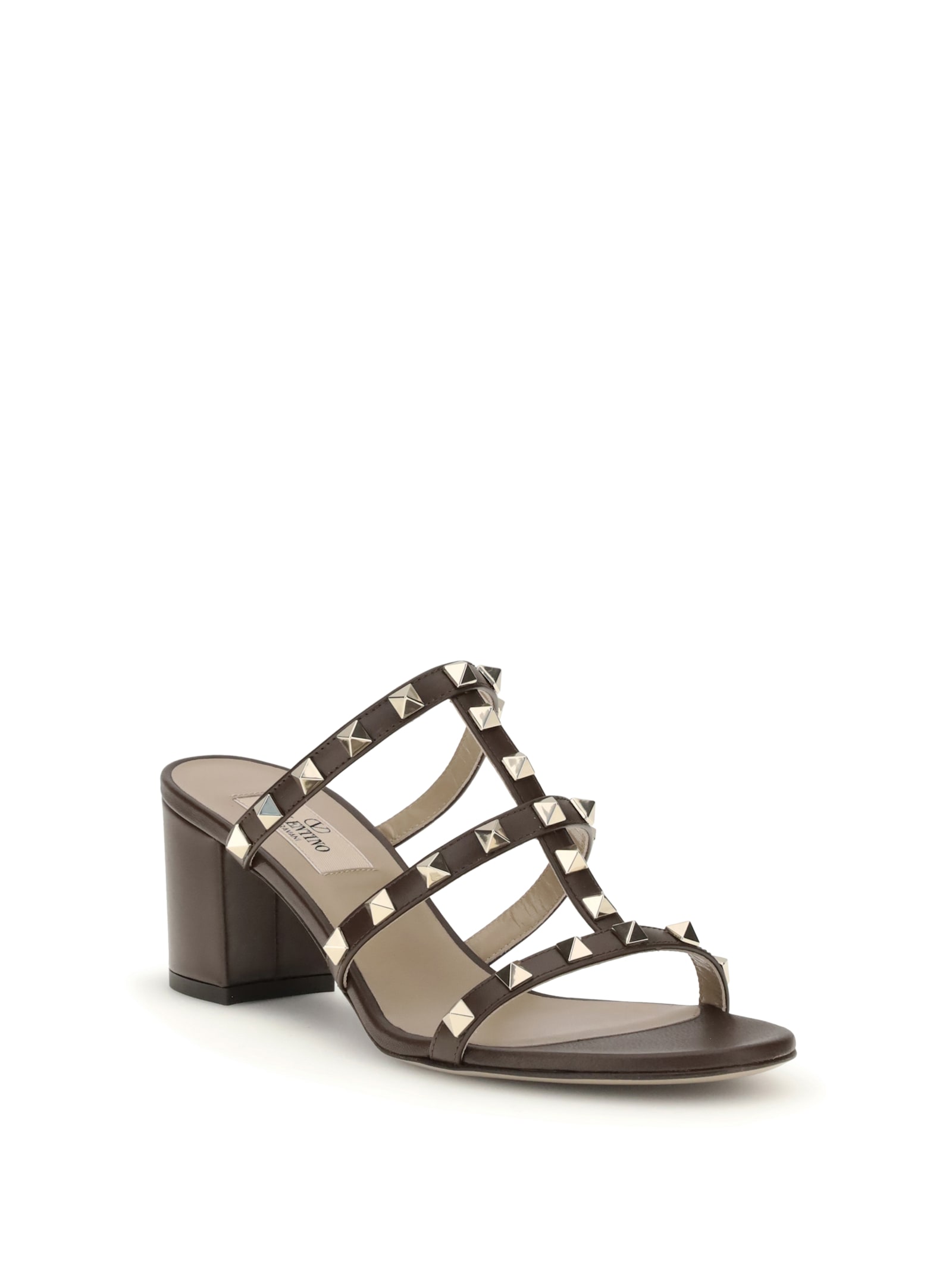 Valentino 60mm Rockstud-embellished Sandals In Gray