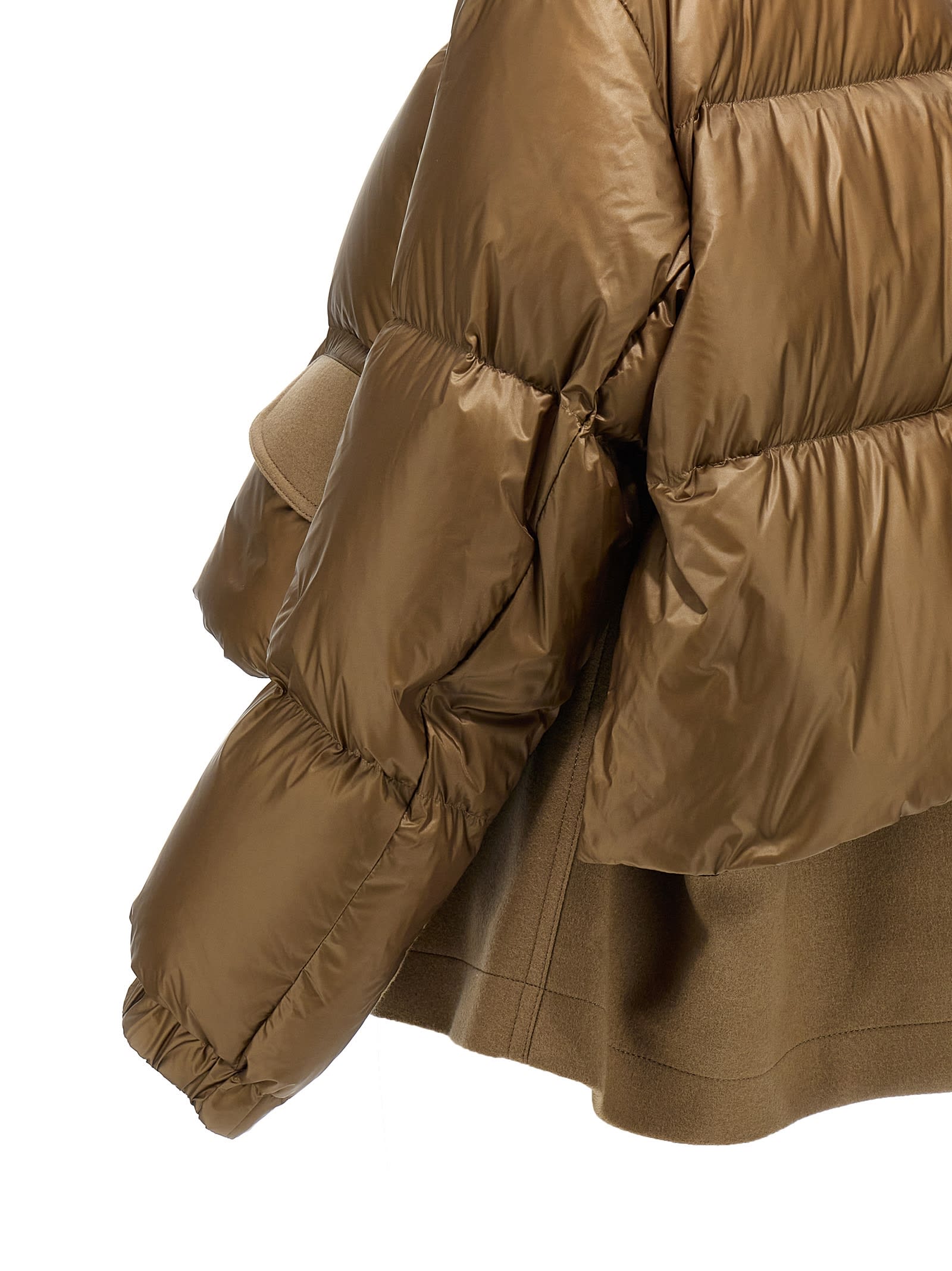 Shop Sacai Wool Insert Down Jacket In Brown