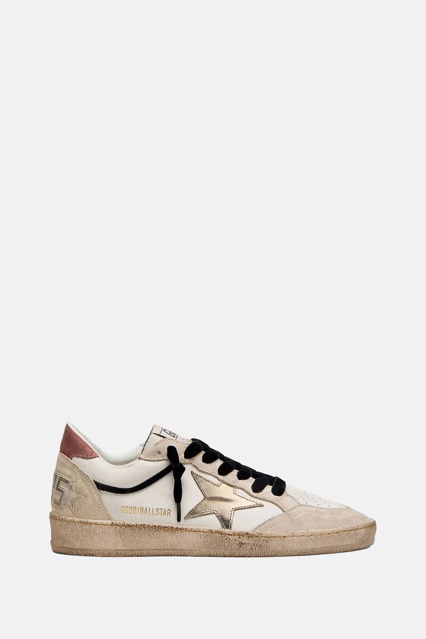 Golden Goose Ball Star Leather Upper Suede Toe And Spur Laminated Star Waxed Suede Heel Sneakers White