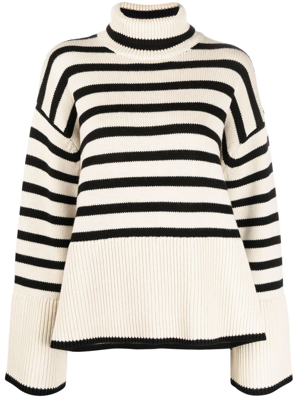 Shop Totême Signature Stripe Turtleneck In Light Sand Stripe