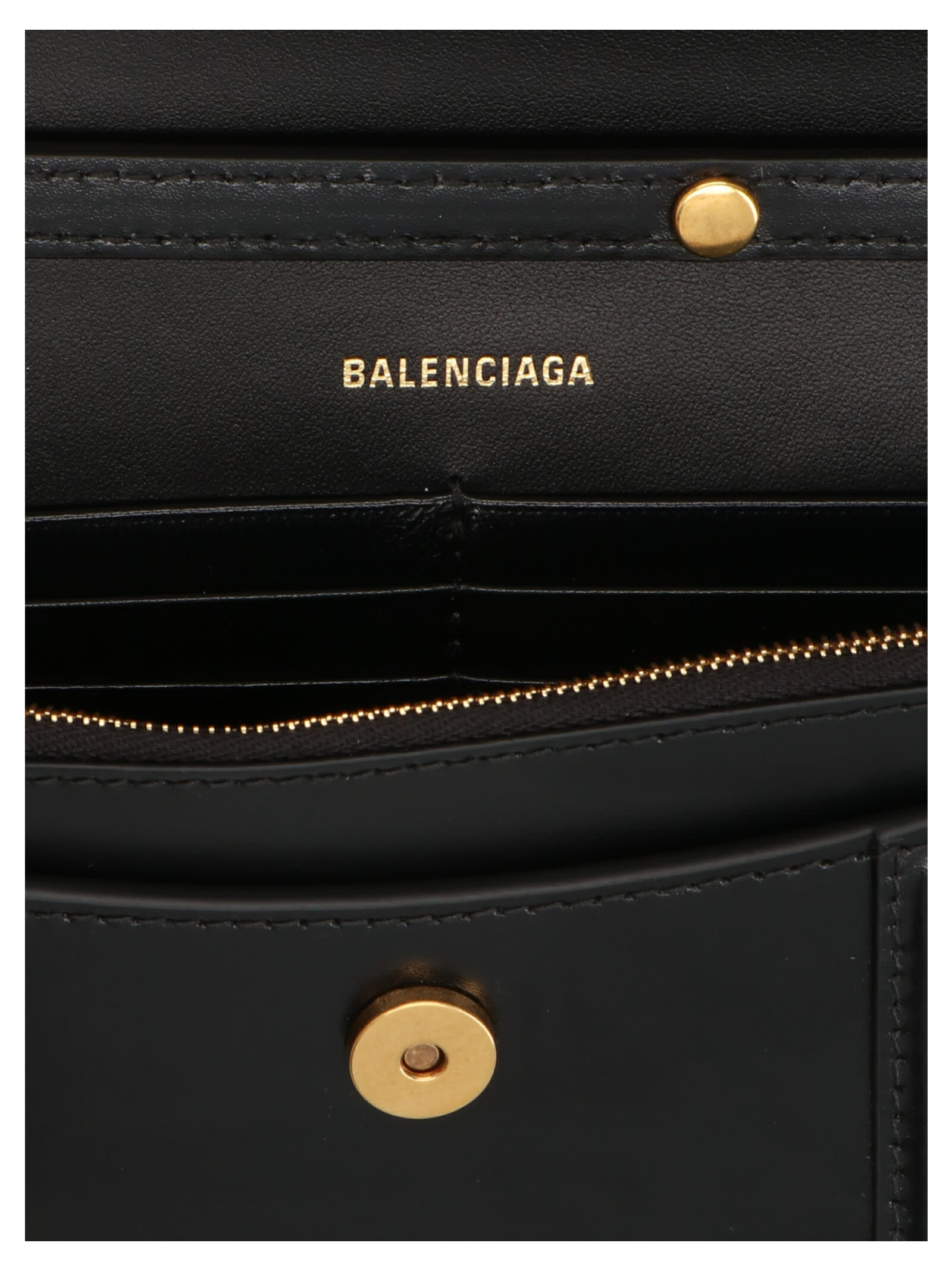 Shop Balenciaga Hourglass Chain Wallet In Black