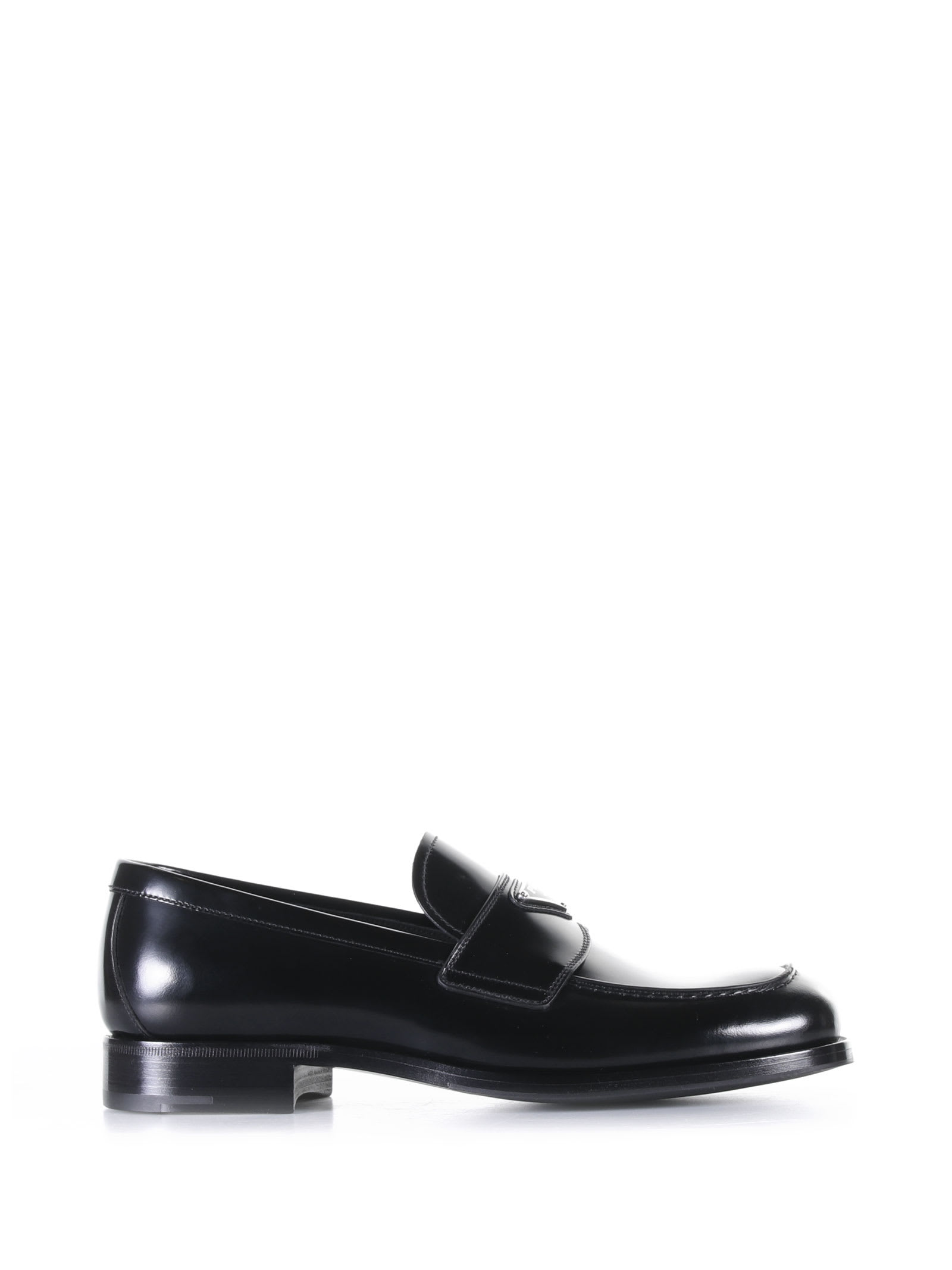 Prada Leather Loafer With Logo