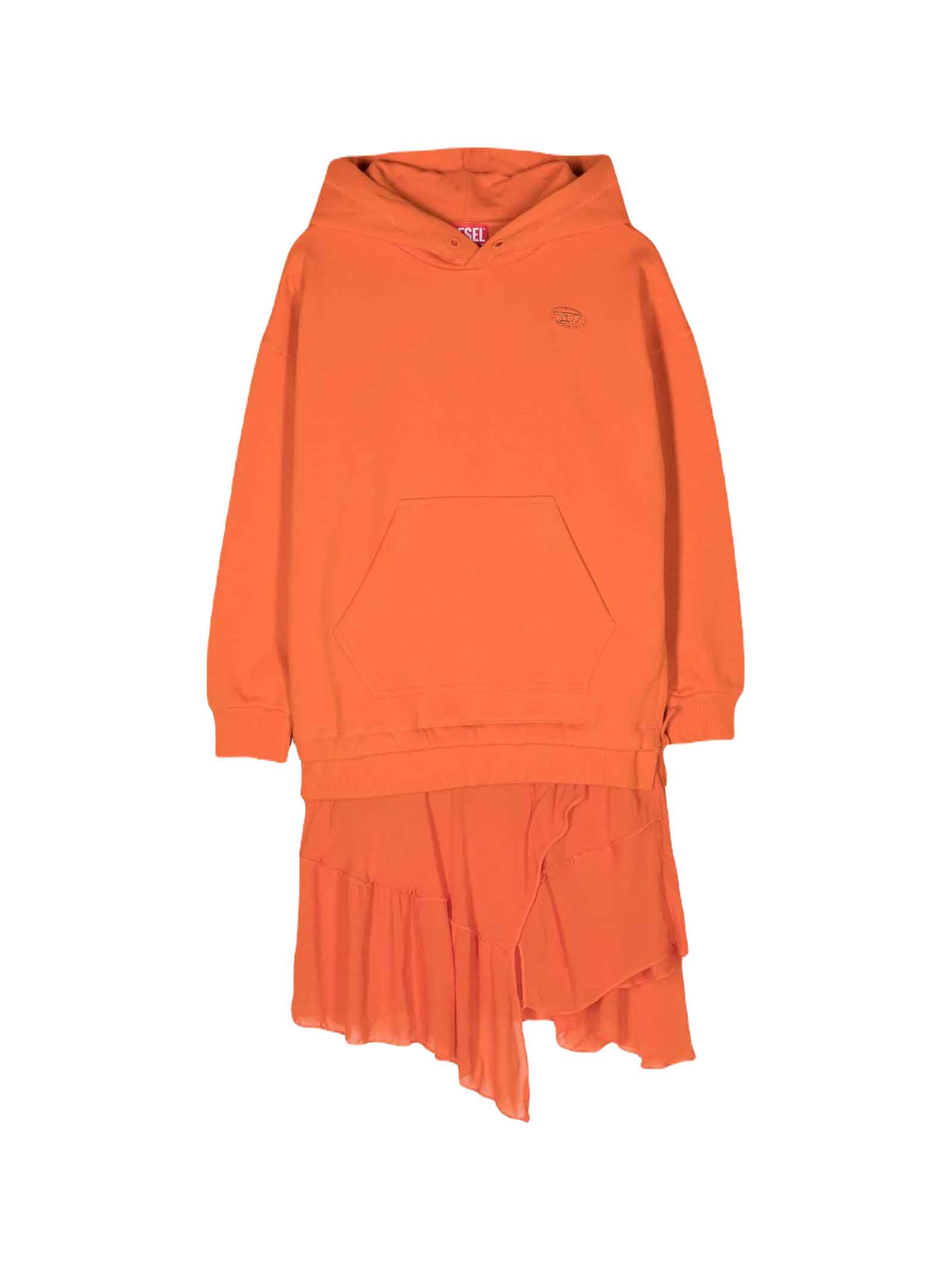 Shop Diesel Orange Dress Girl In Arancione