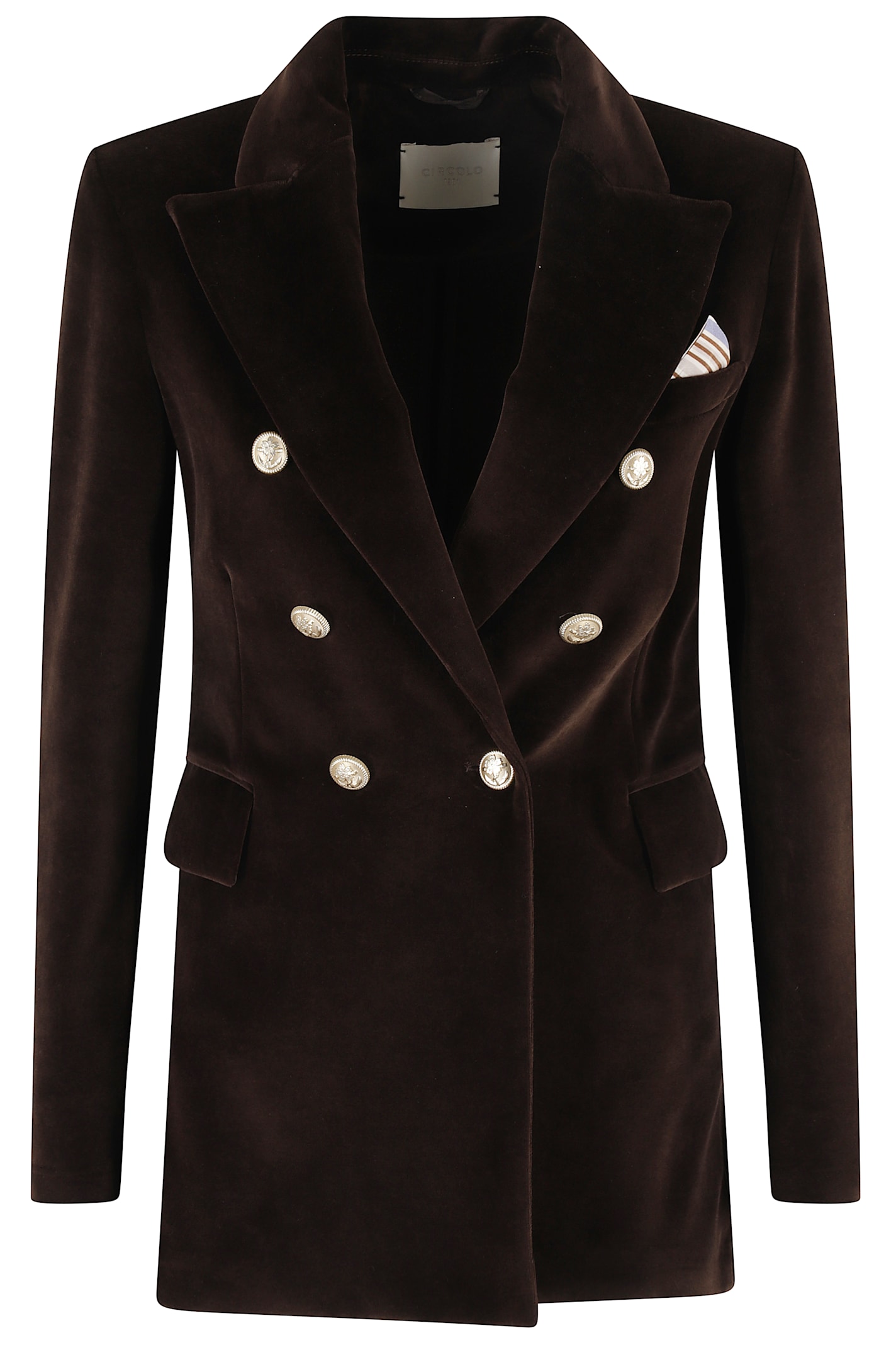 Circolo 1901 Velvet Double-breasted Jacket With Peak Lapels In Brown