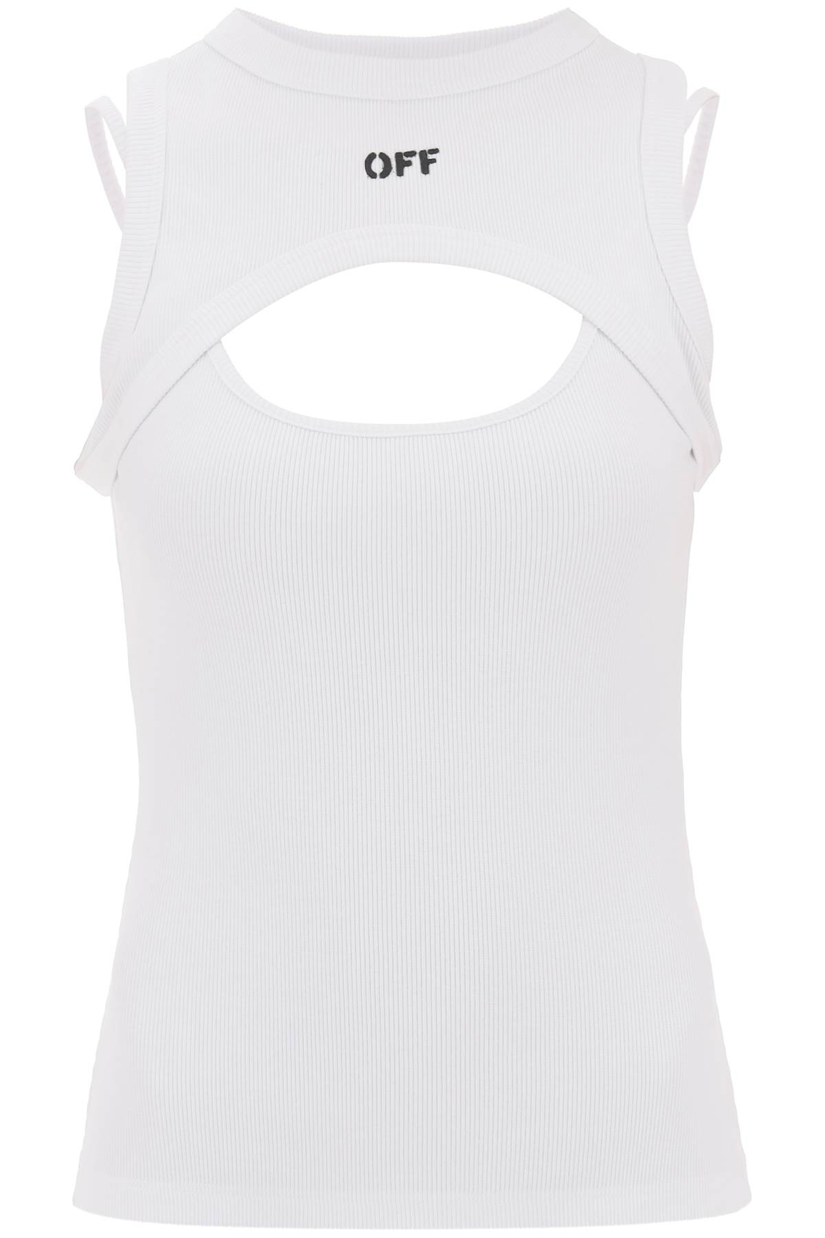 Shop Off-white Cut-out Tank Top In Bianco/nero