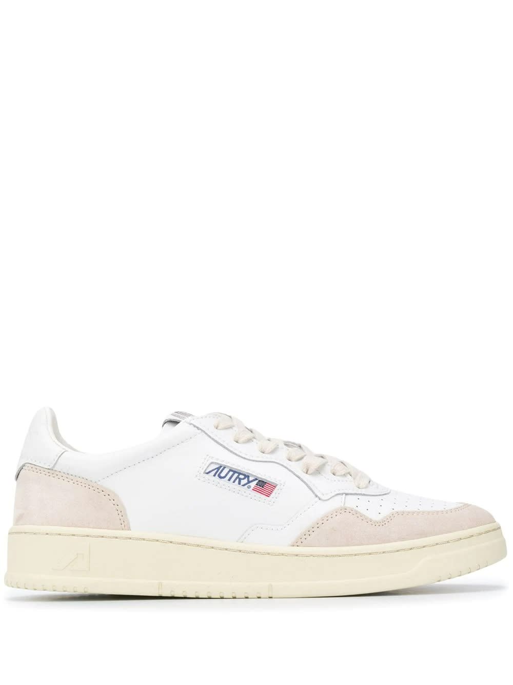 Medalist Low Sneakers In White Suede And Leather