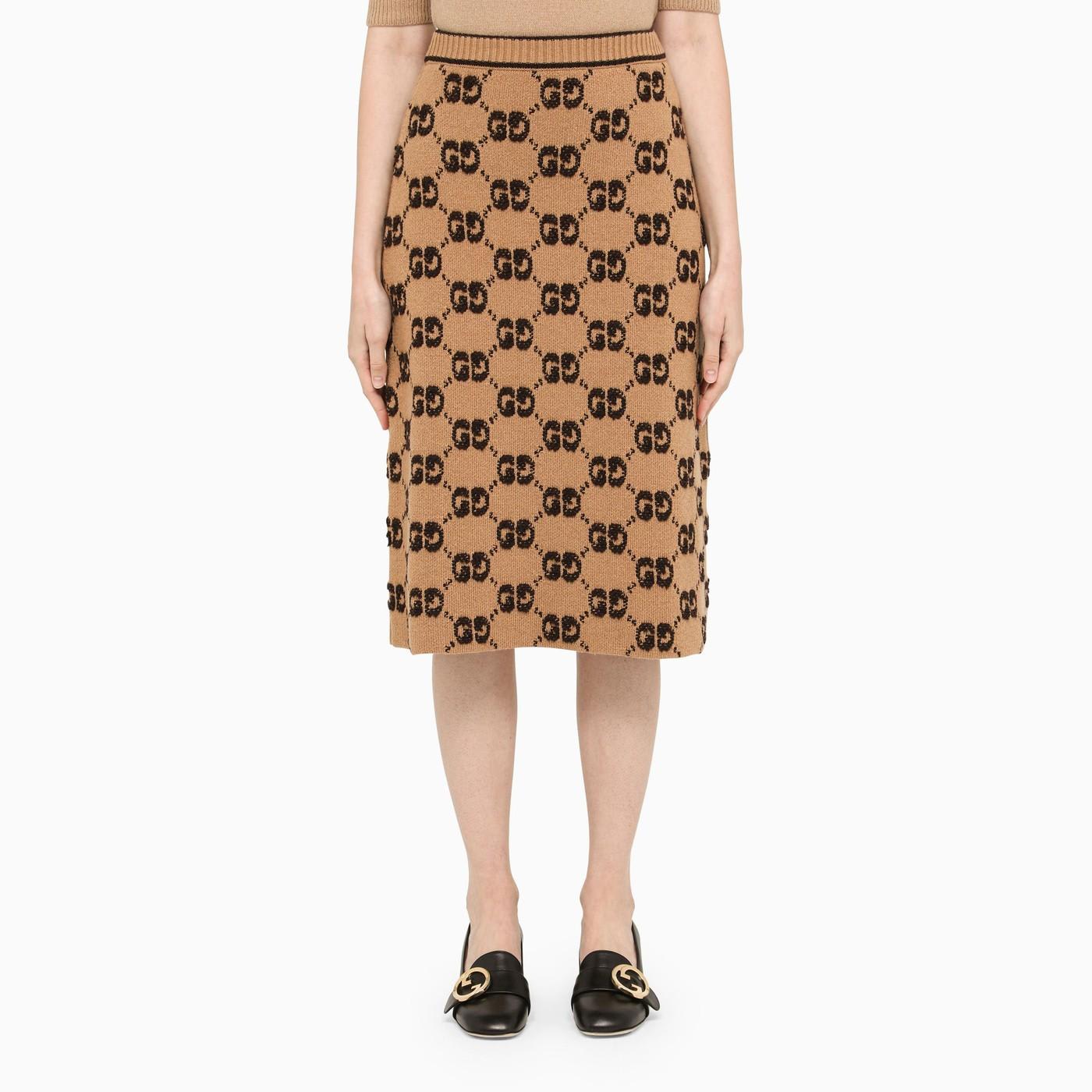 Gucci Camel Skirt In Wool Knit