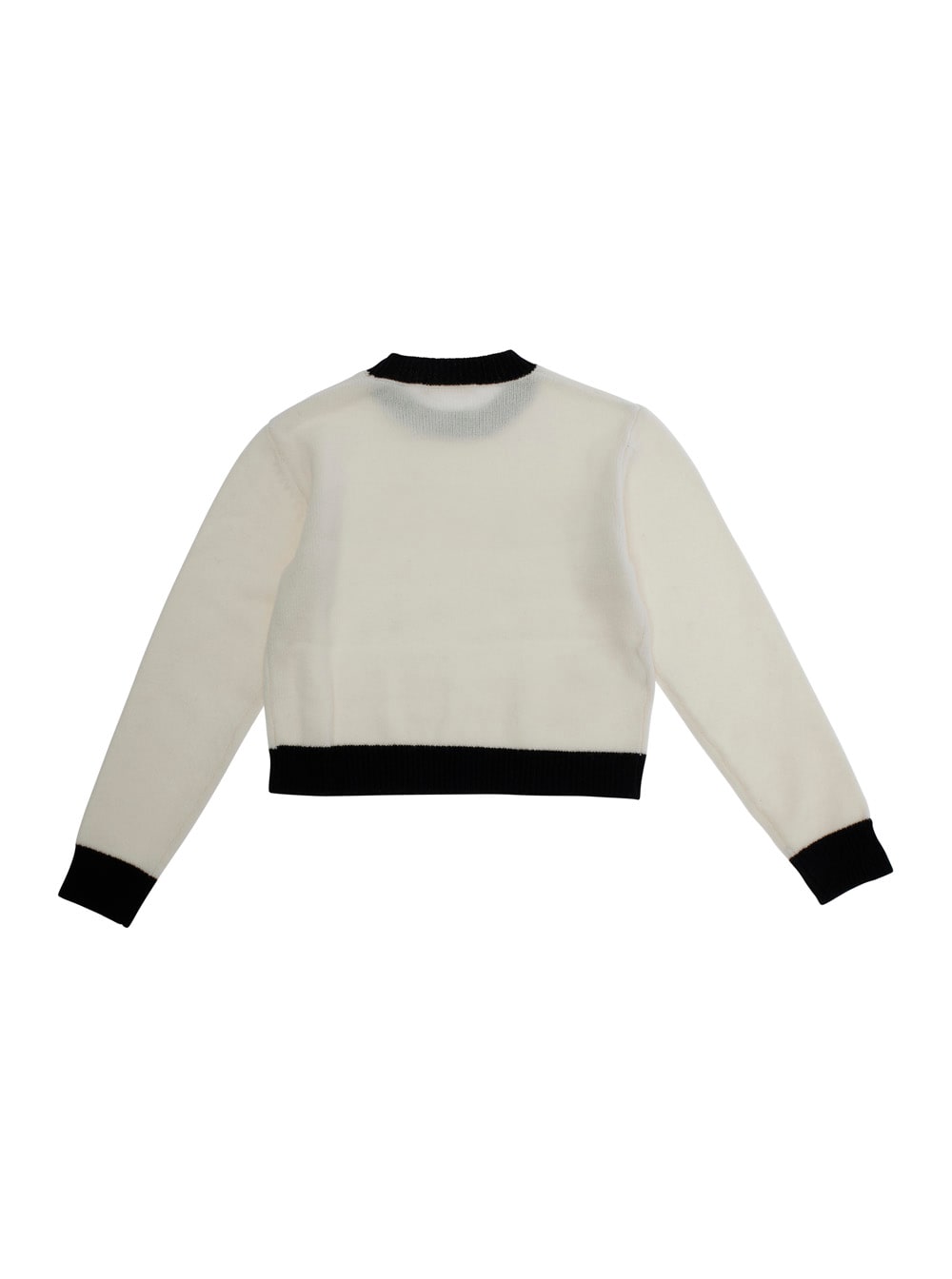 Marni White Crewneck Sweater With Logo Lettering On The Front And Contrasting Trims In Wool And Cashmere W In White