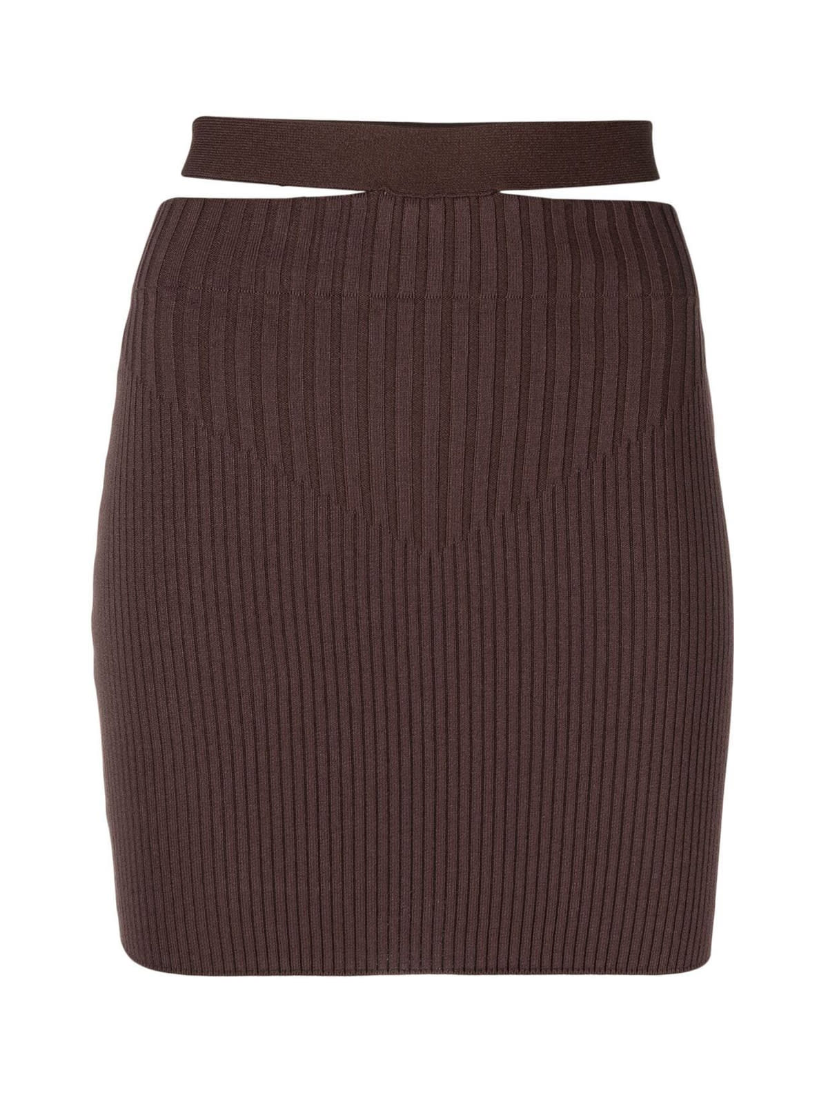 ANDREADAMO Ribbed-knit Mini Skirt High Waist With C