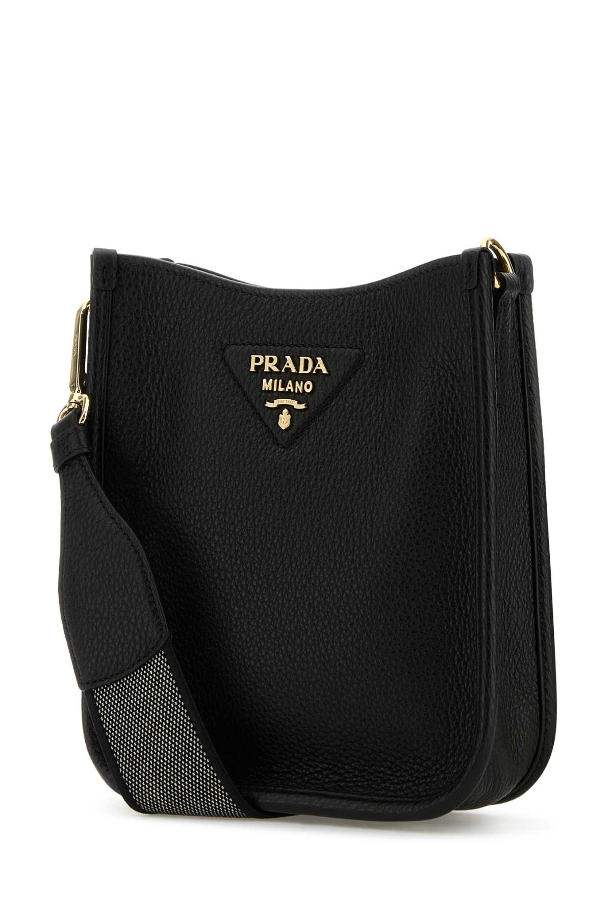 Prada Textured Leather Crossbody Bag With Gold-tone Hardware In Nero1