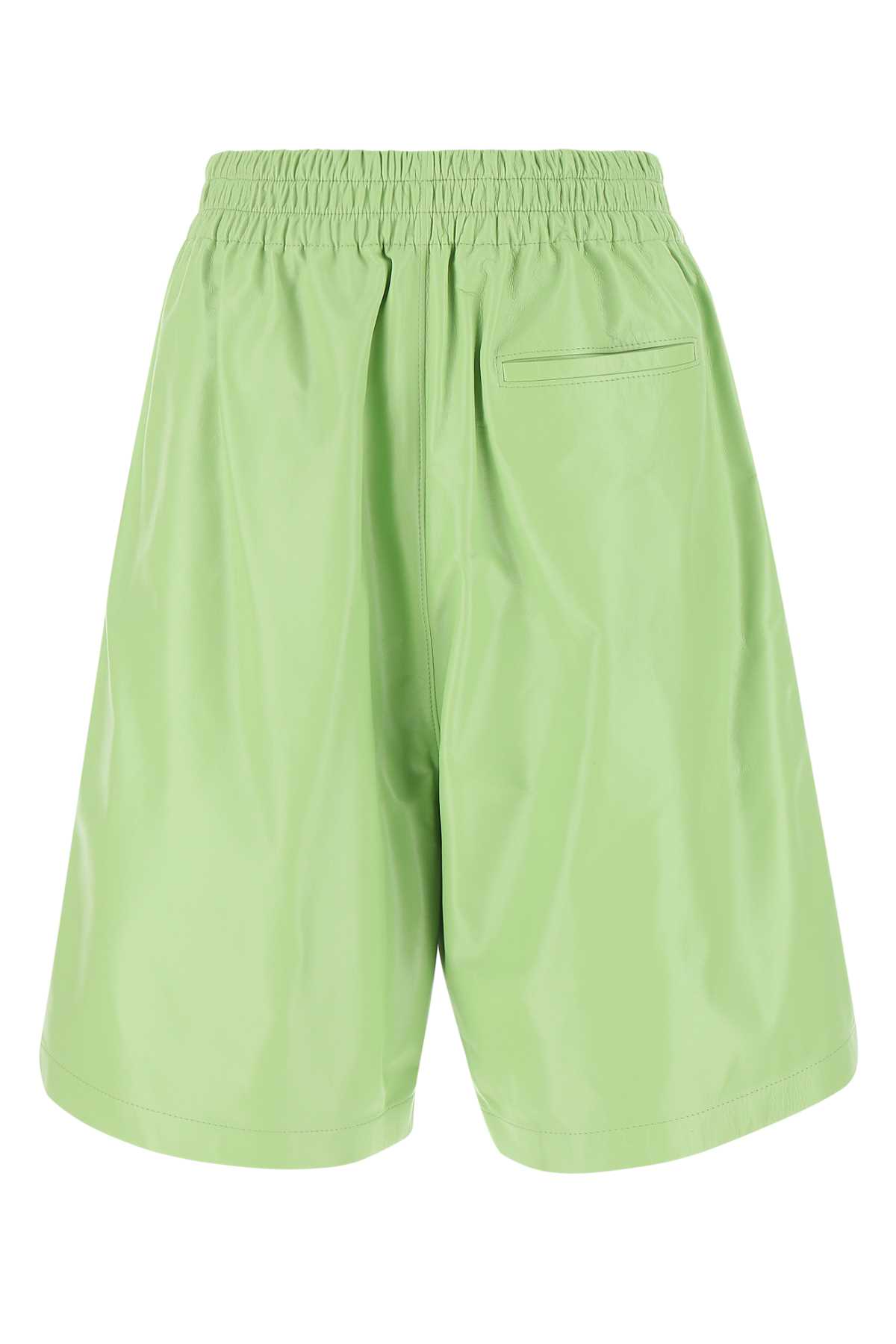 Shop Bottega Veneta Pastel Green Leather Shorts In 3516