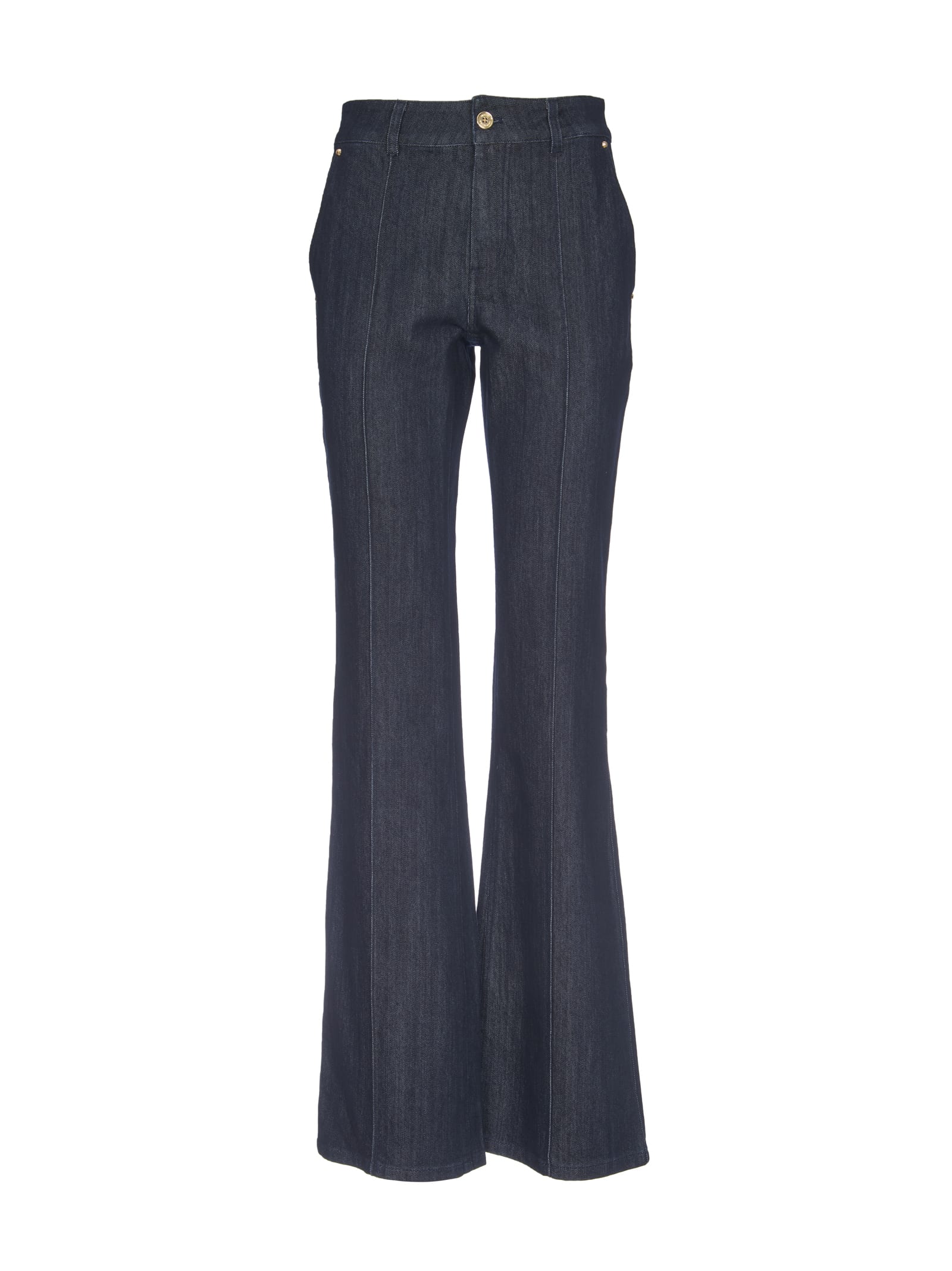 Michael Michael Kors Logo-plaque Flared Jeans In Blue