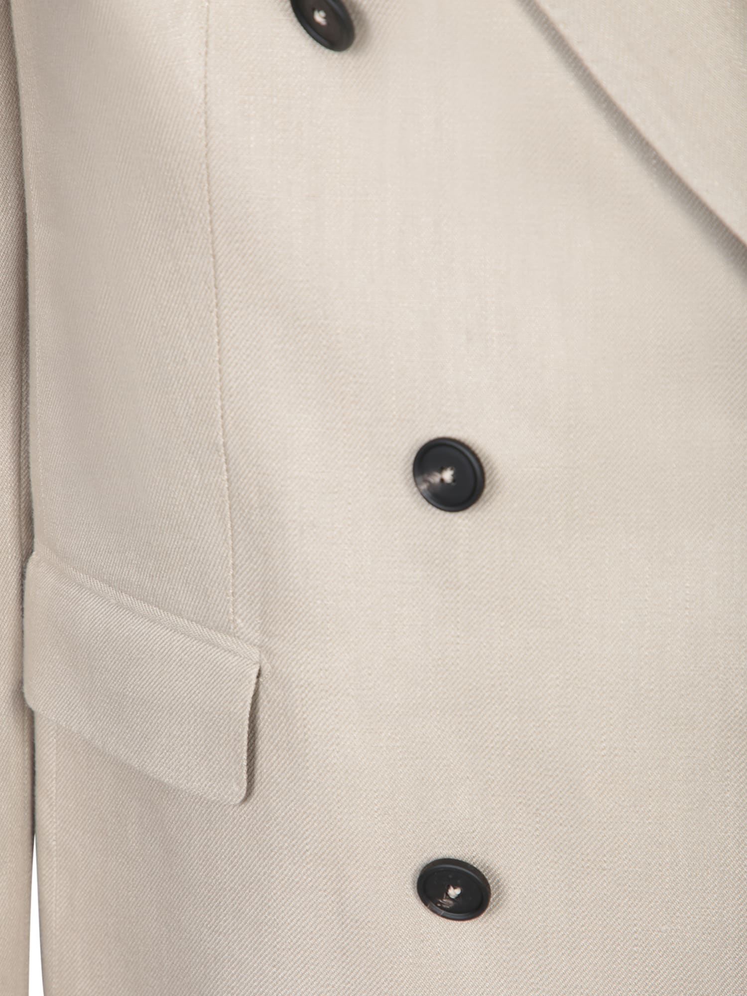Tagliatore Double-breasted Beige Linen Jacket With Flap Pockets