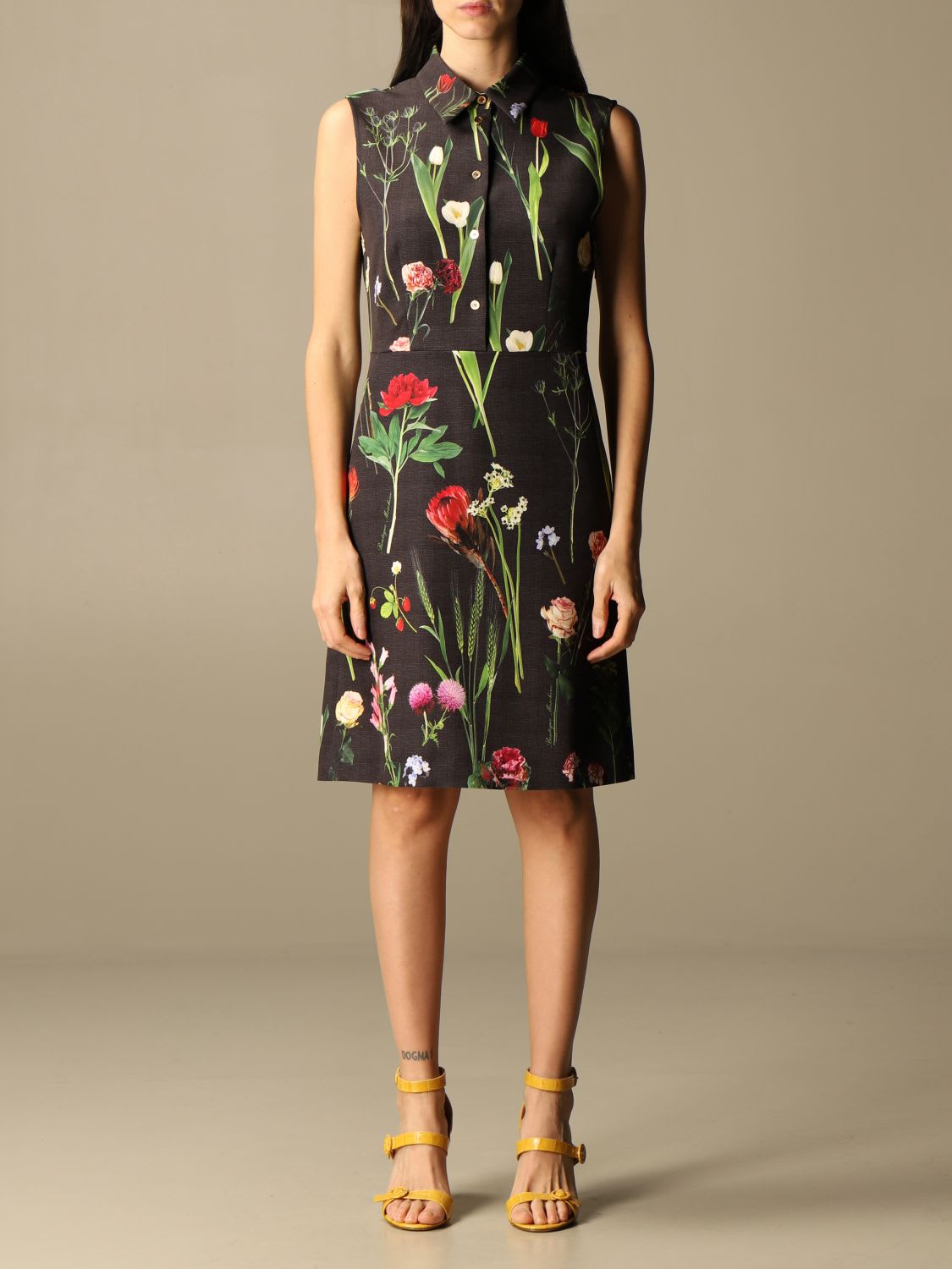 Boutique Moschino Dress Moschino Boutique Short Dress In Cady With Botanical Pattern