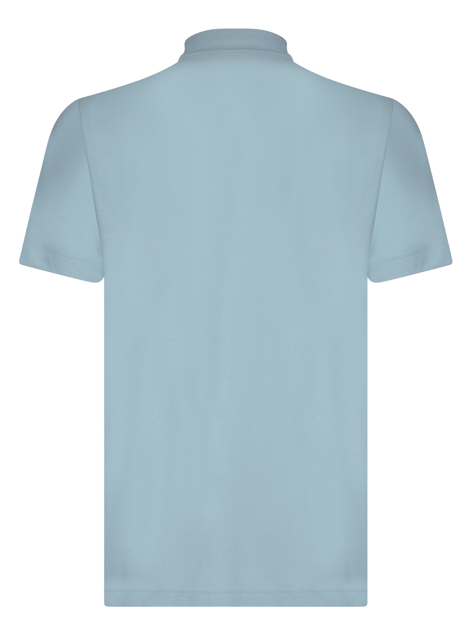 Shop Zanone Light Blue Cotton Polo Shirt