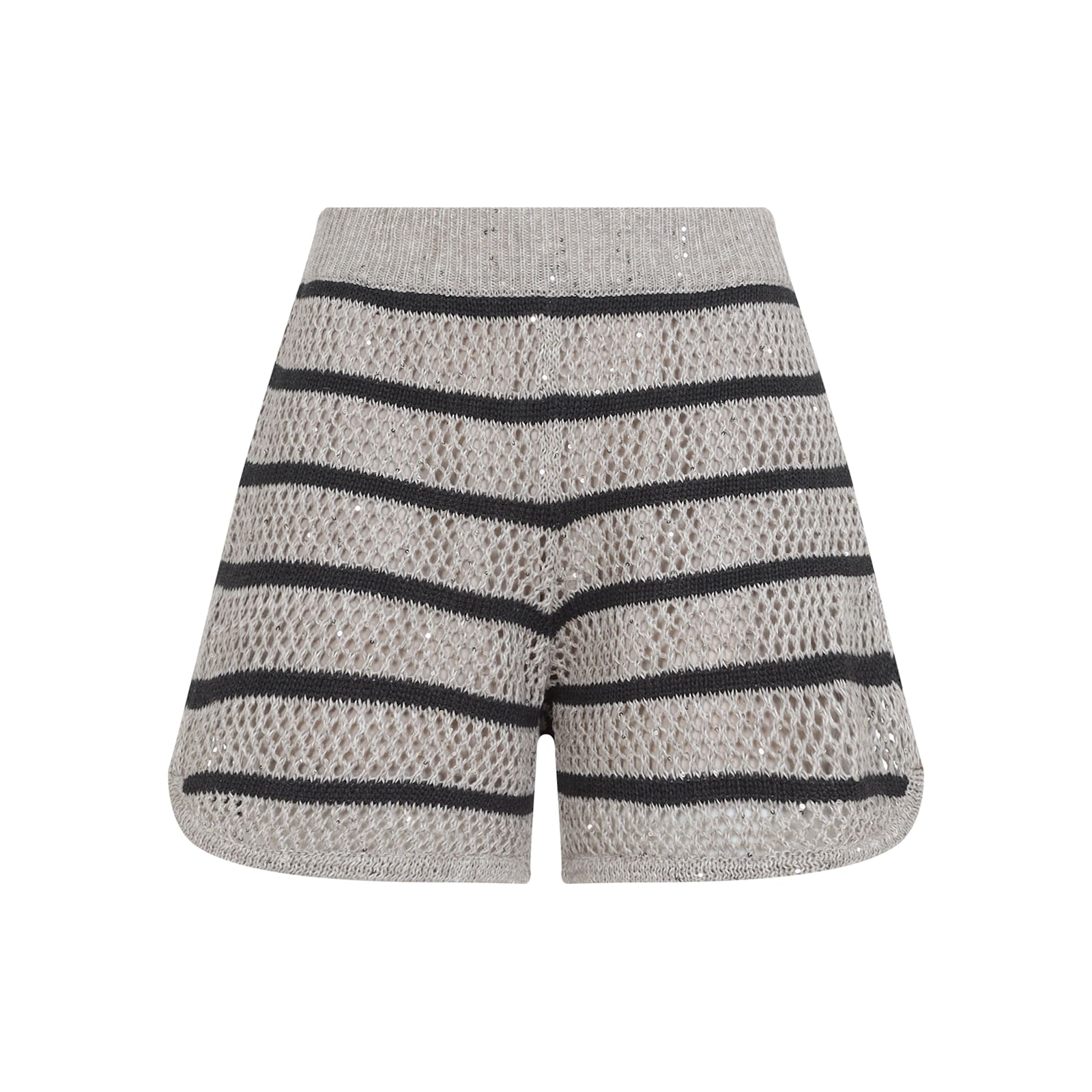Brunello Cucinelli Striped Knit Short In Beige Freddo