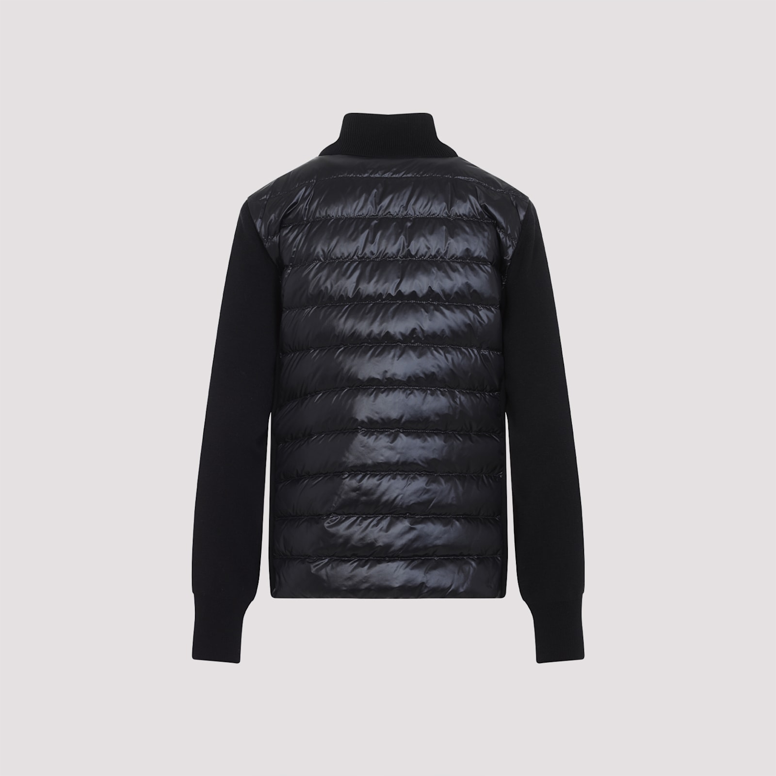Moncler Women Nylon Down Jacket With Virgin Wool Inserts In Black