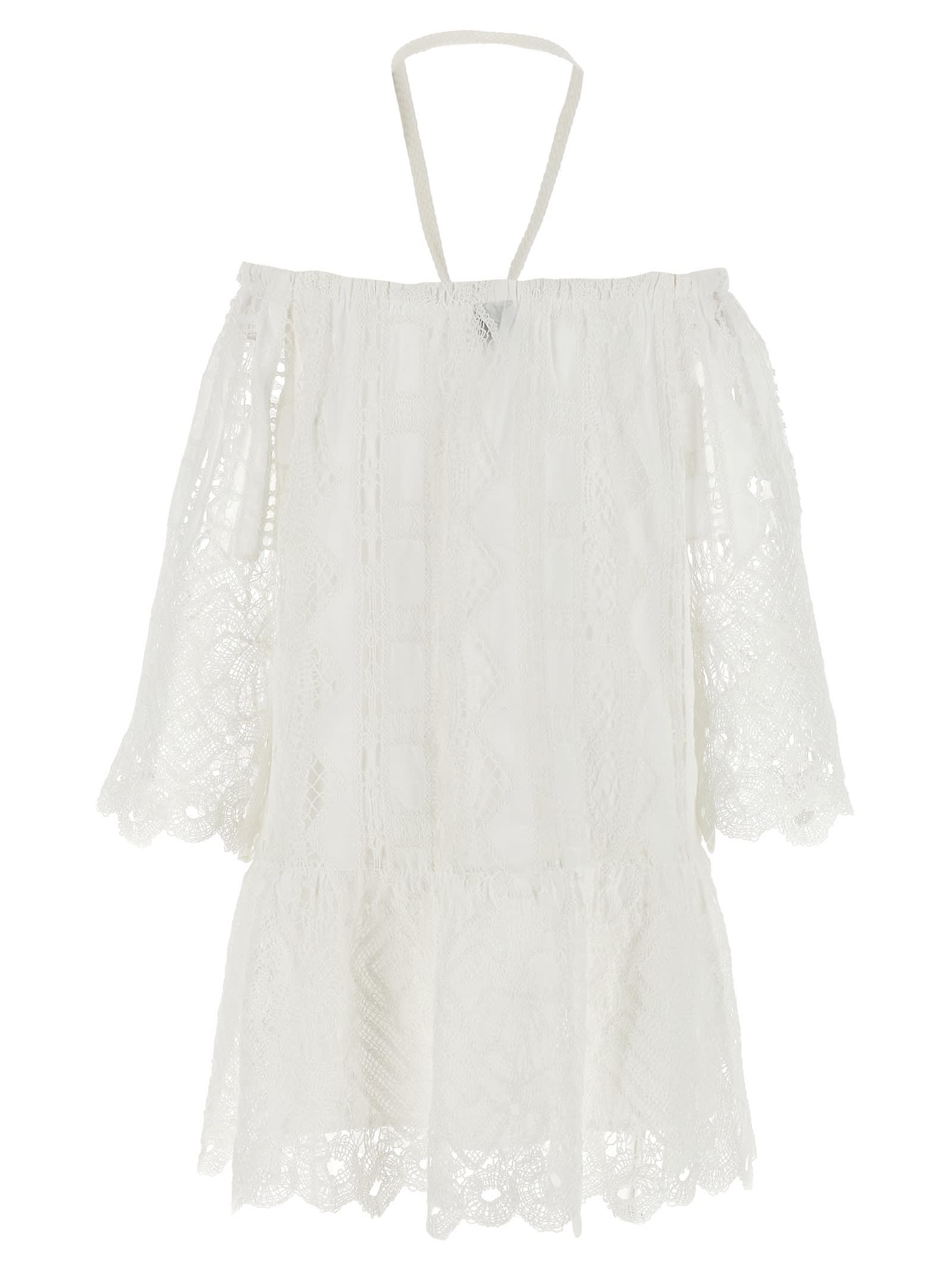 Pinko Sheer Halter Neck Flared Hem Dress