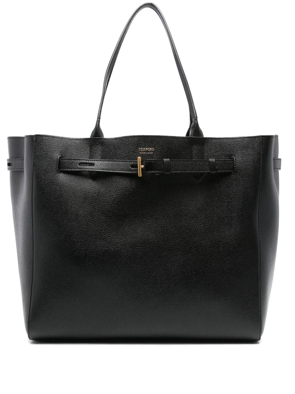 Shop Tom Ford Grain Leather Large Tote In Black