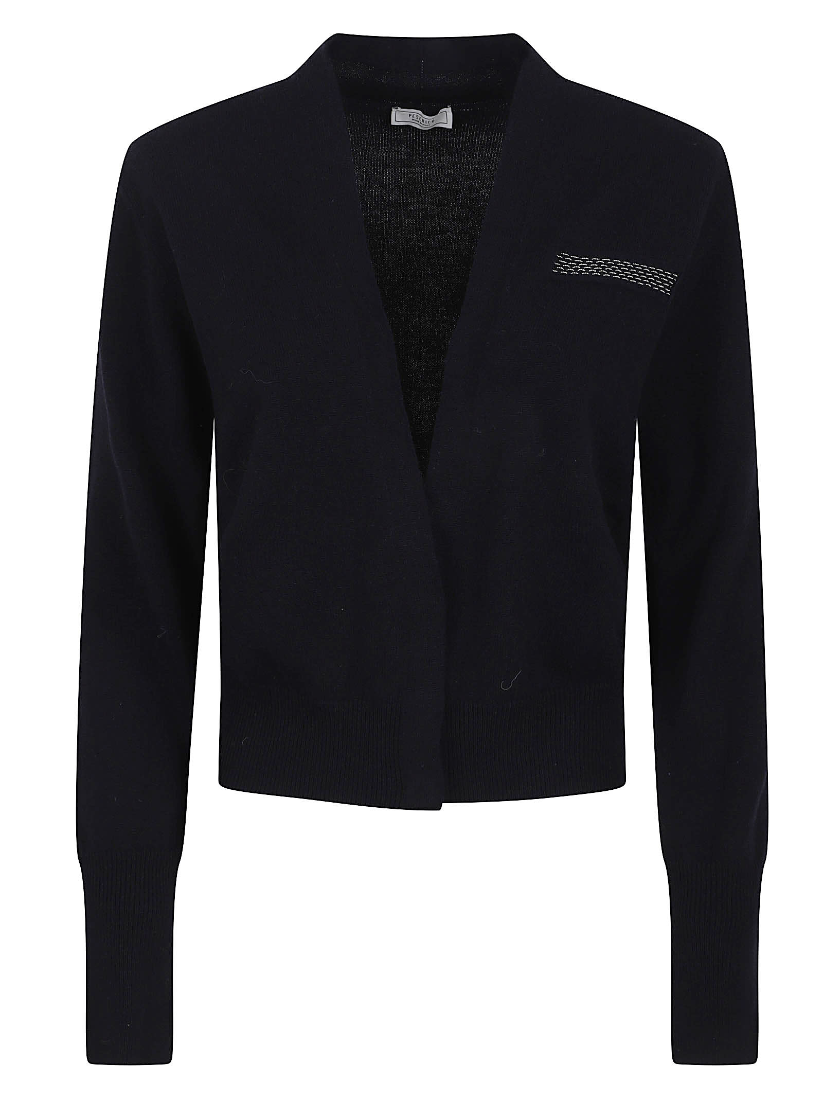 Peserico Long Sleeve V-neck Knit Sweater In Black