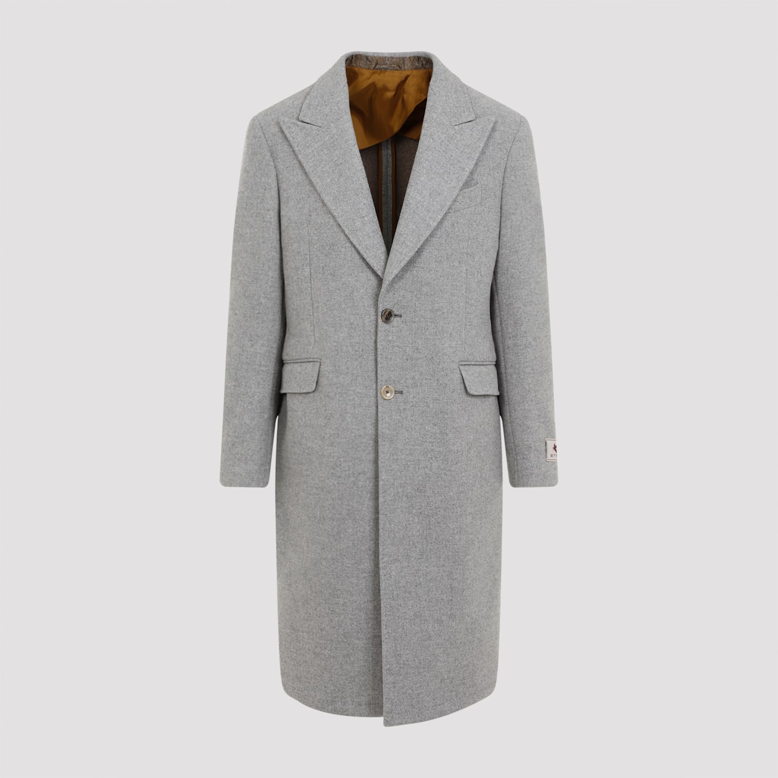Etro Wool And Cashmere Long Coat In Grey