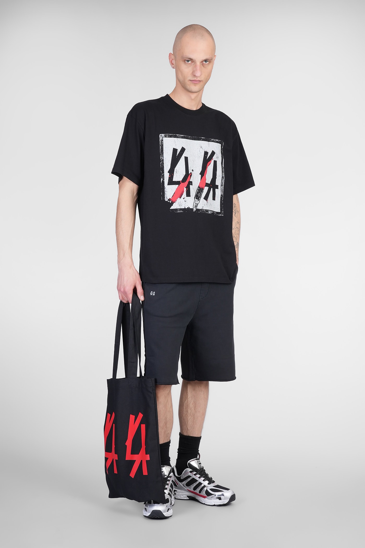 44 Label Group Swaet Shorts In Black Cotton In Black