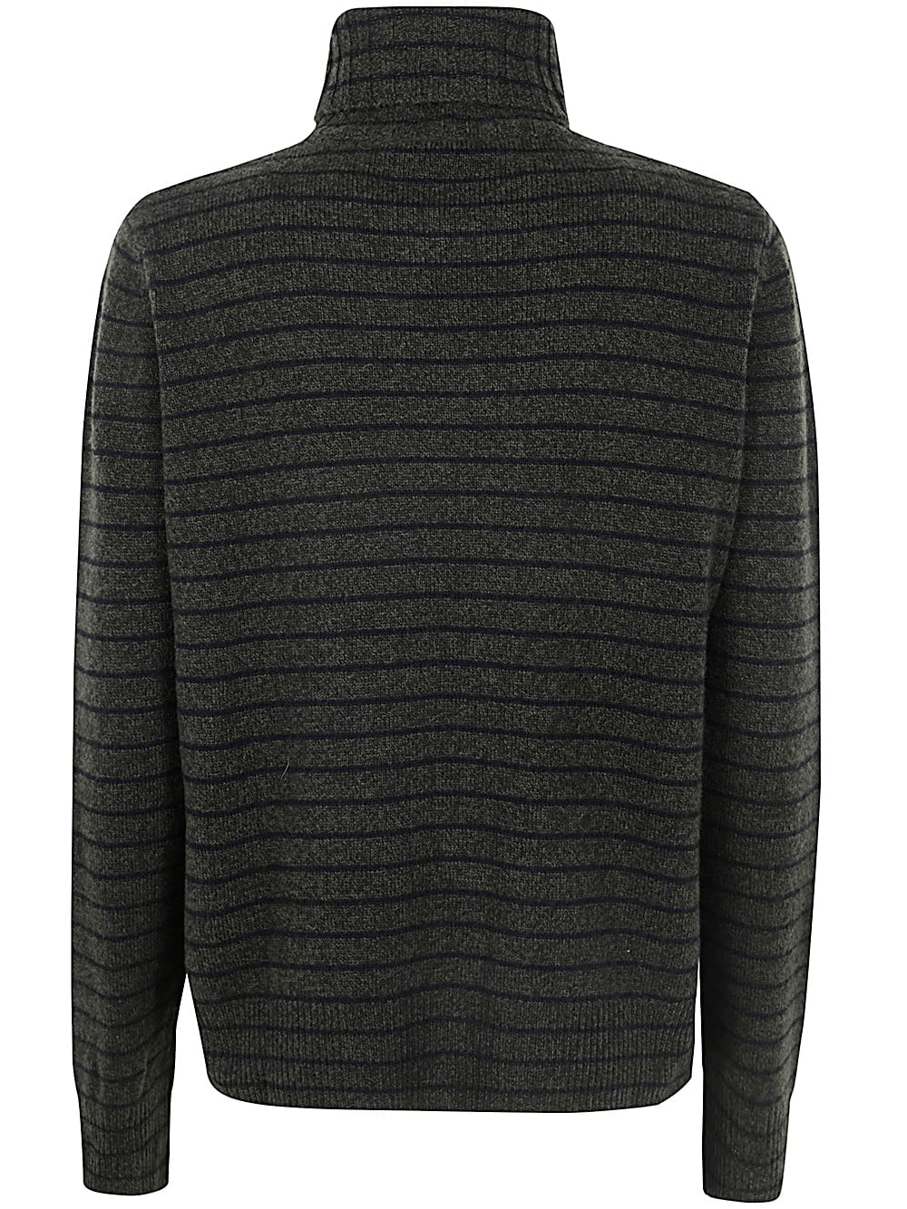 Shop Aspesi Turtle Neck Sweater In Dark Green Stripes