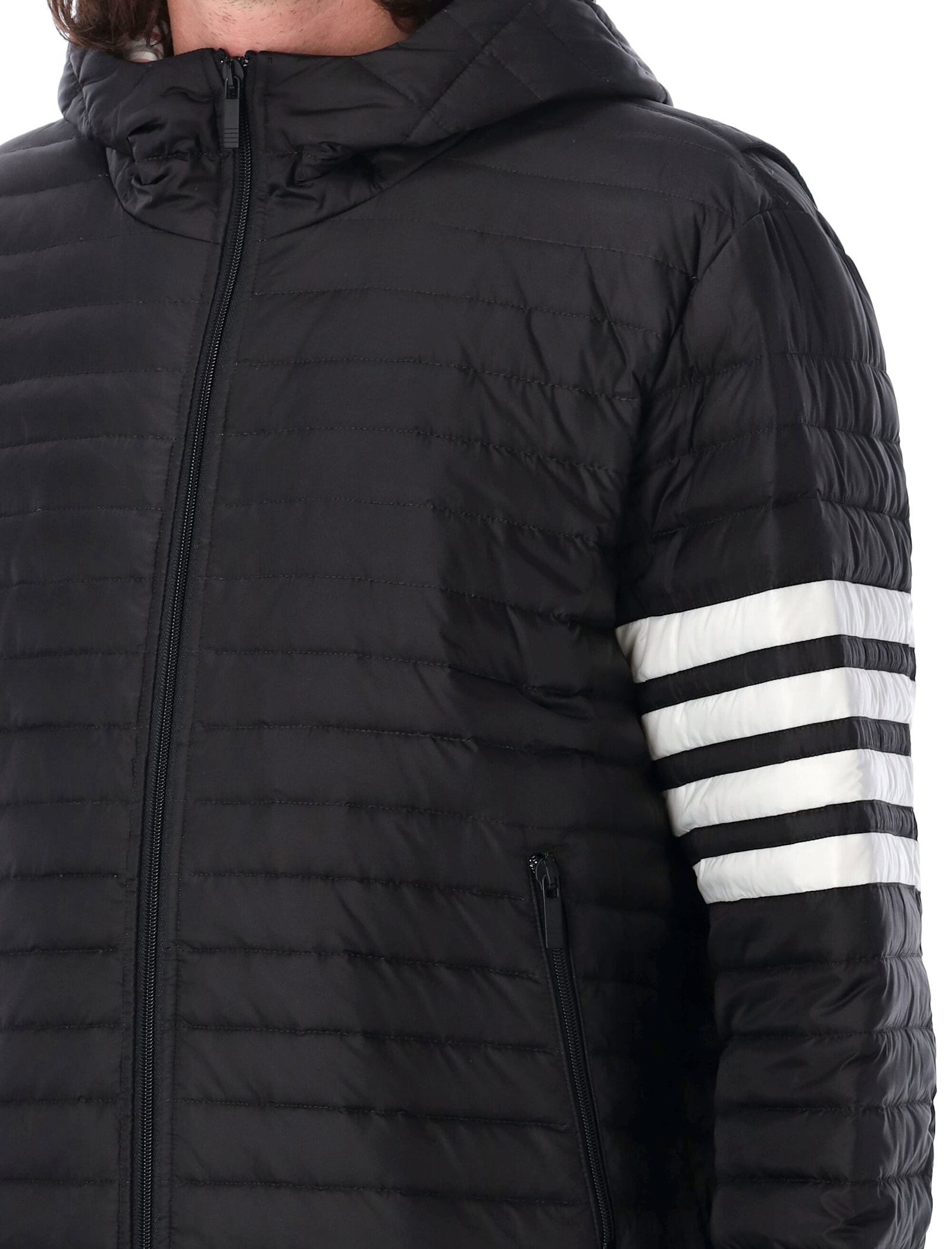 Shop Thom Browne Downfield Quilted Hooded Jacket In Black