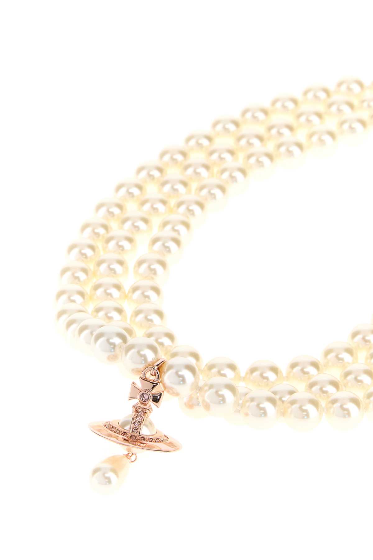 Vivienne Westwood Ivory Pearls Three Row Pearl Drop Choker In Neutral