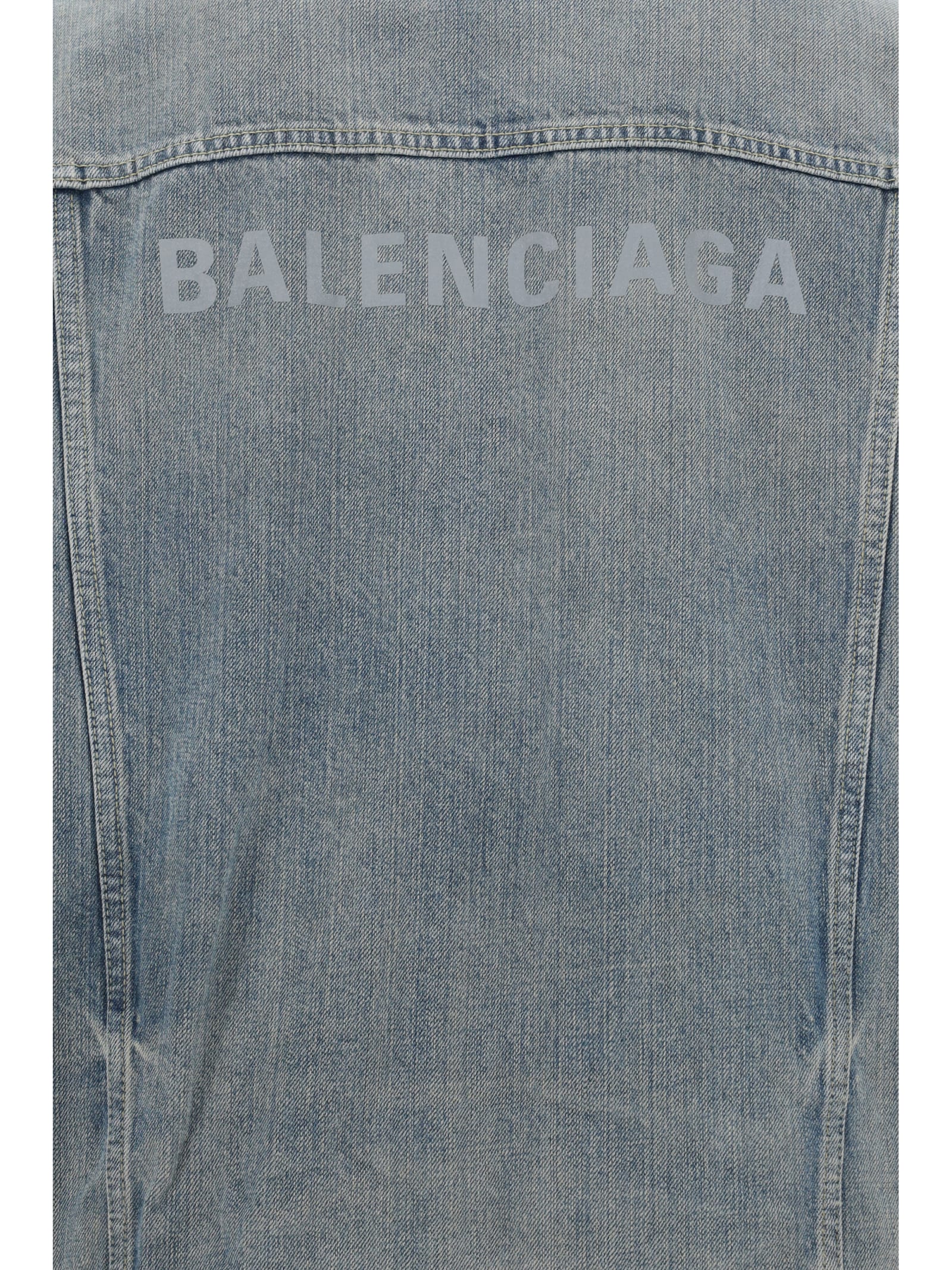 Shop Balenciaga Denim Jacket In Navy