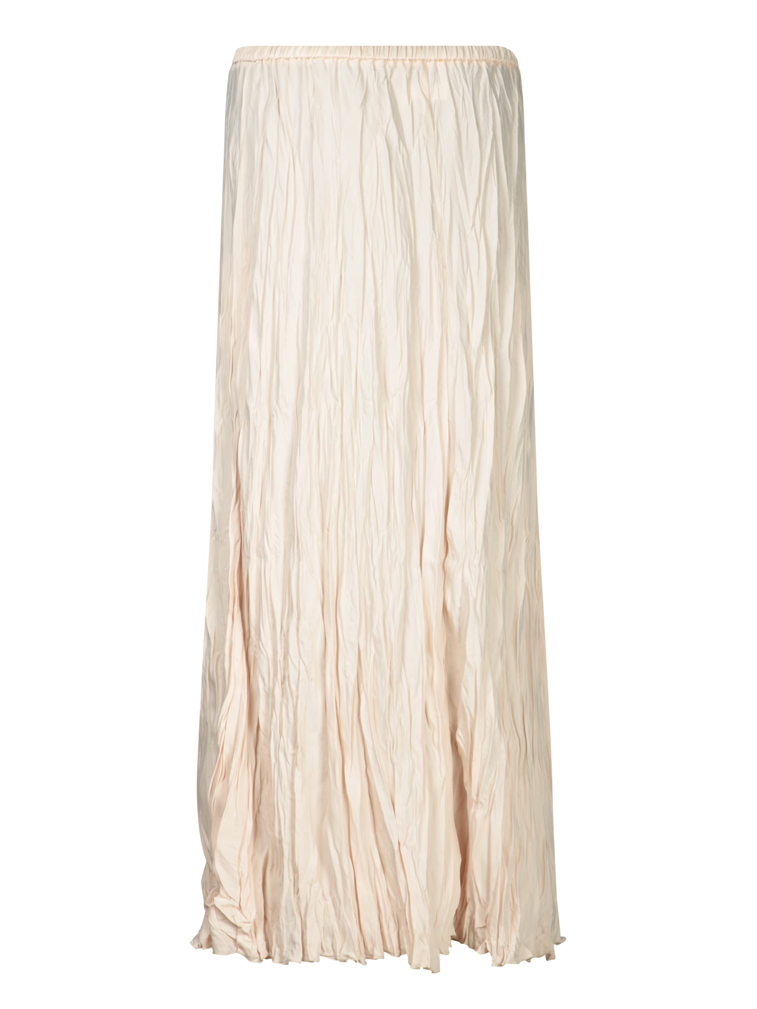 Shop Forte Forte Ivory Pleat Crepe Long Skirt In White