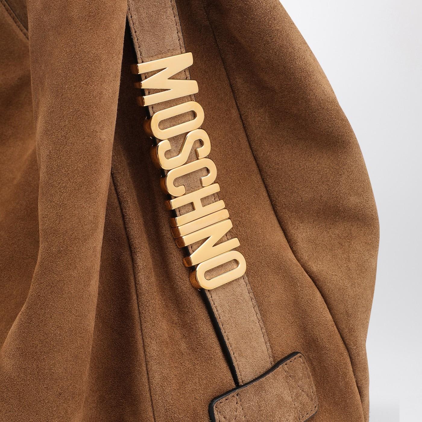 Shop Moschino Slouchy Marorne Shoulder Bag In Suede