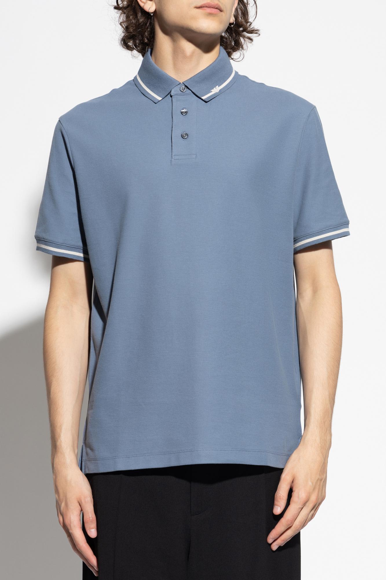 Emporio Armani Cotton Polo Shirt In Blue